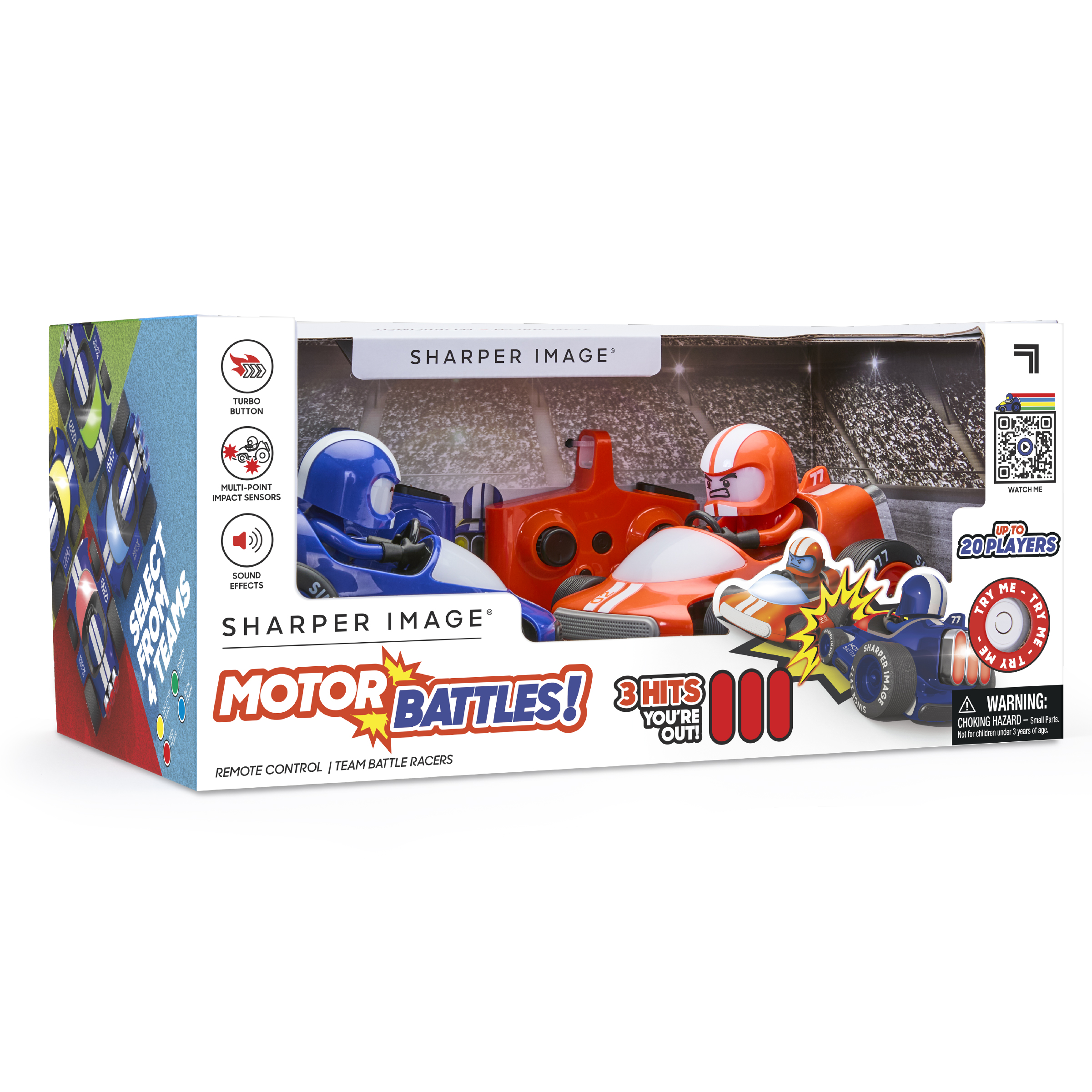 Battaglie rc  team battle racers - auto radiocomandate con luci led, controllo a lungo raggio, e azione multiplayer - Sharper Image