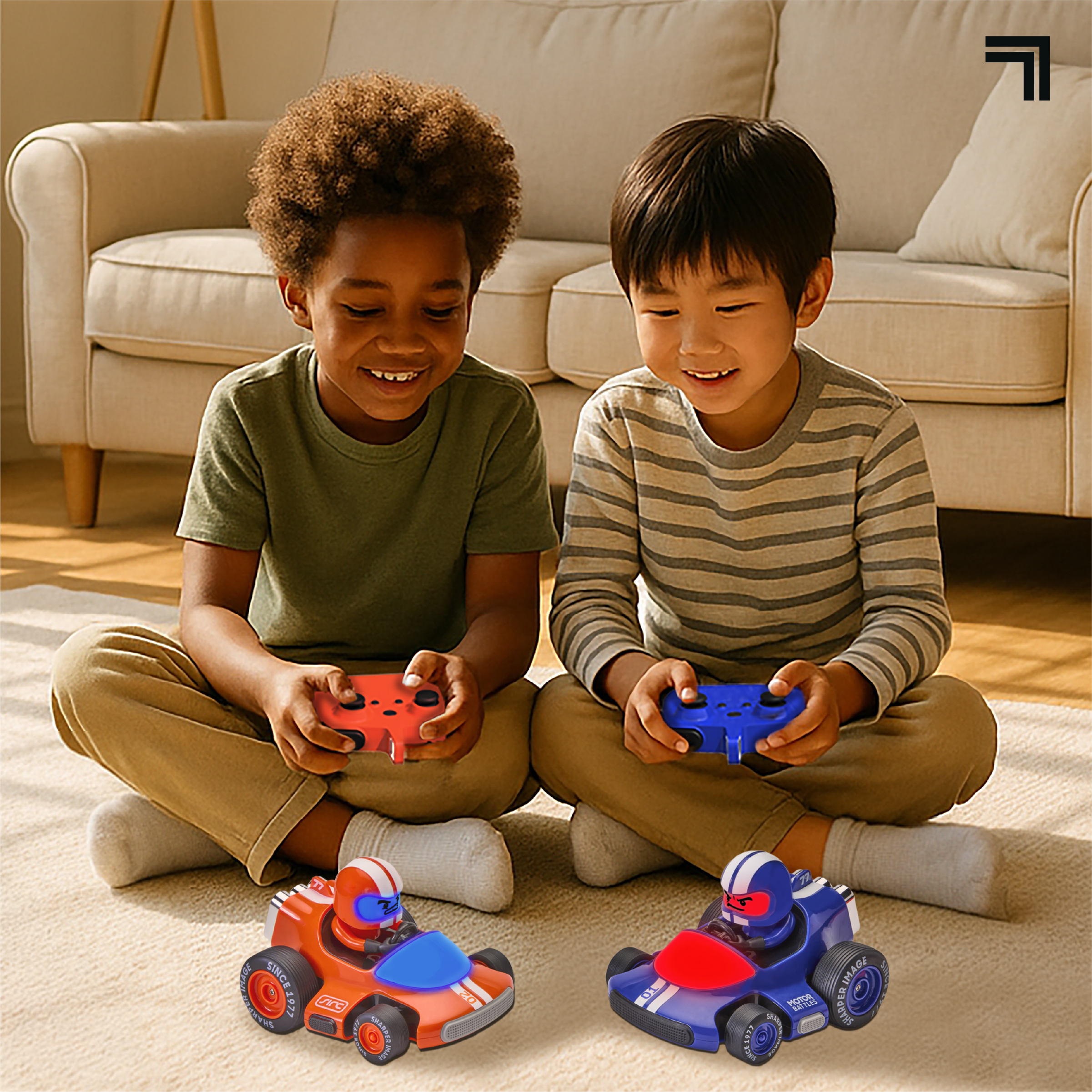 Battaglie rc  team battle racers - auto radiocomandate con luci led, controllo a lungo raggio, e azione multiplayer - Sharper Image