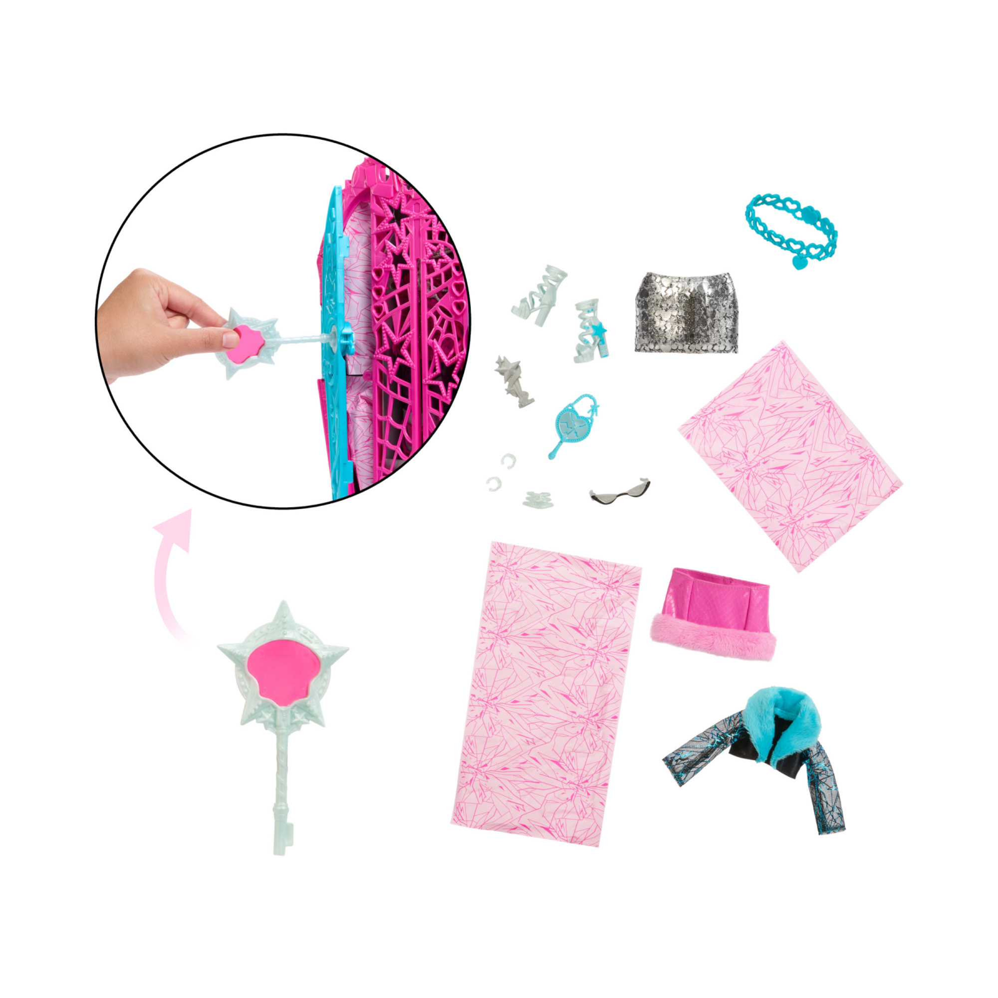 Monster high - catty noir i misteri di hauntlywood, bambola con abiti, guardaroba e 19 accessori glamour a sorpresa - Monster High