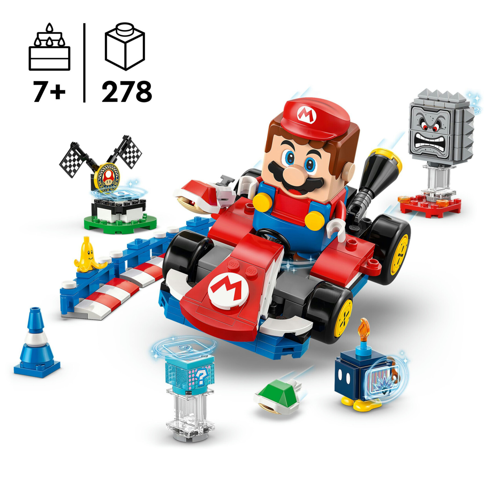 Lego 72043 - mario kart con kart standard e 3 personaggi, 7+ anni - LEGO® Super Mario™, Lego