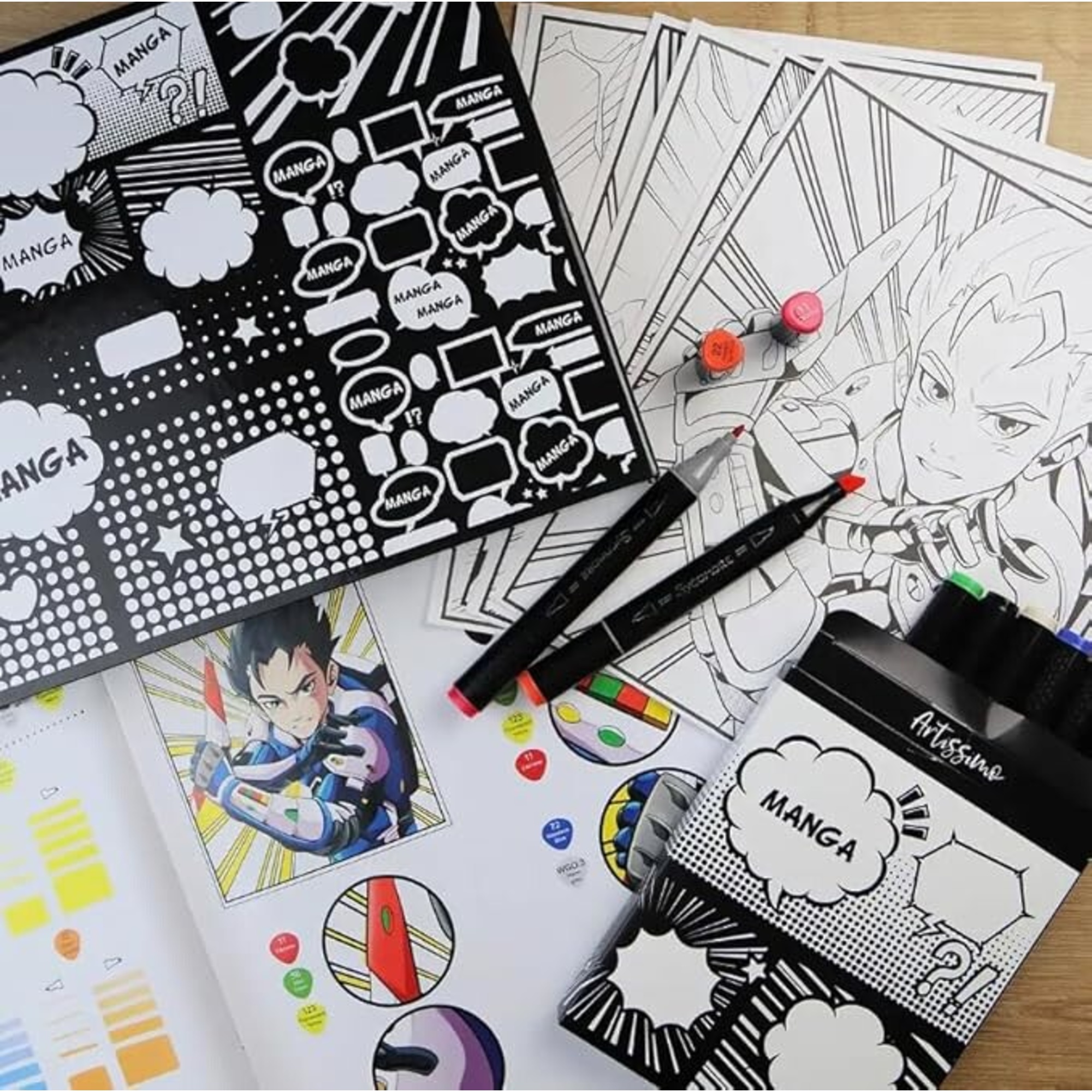 Sycomore - pennarelli e fogli con griglia manga - il tempo degli eroi - 