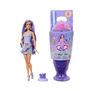 Barbie - pop reveal serie dolci sorprese assortito, bambola barbie profumata con cucciolo e 8 sorprese con effetto cambia colore - Barbie