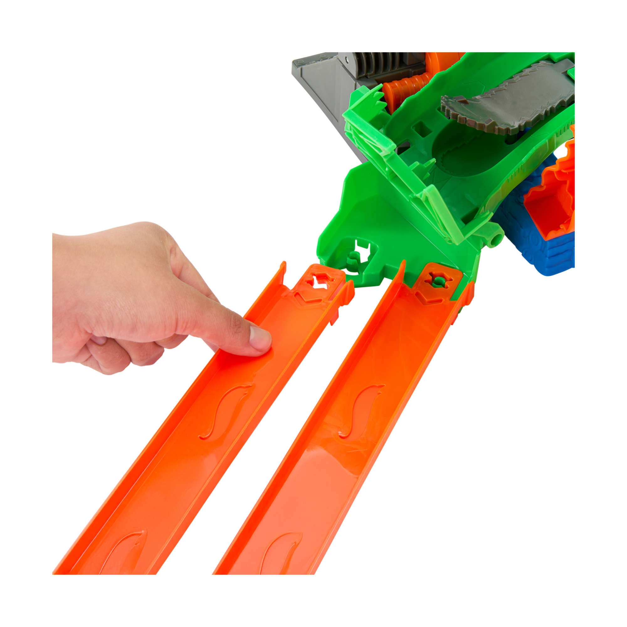 Hot wheels monster trucks - demolizione del drago, pista con deviatore e drago cyborg da sconfiggere, due veicoli inclusi - Hot Wheels