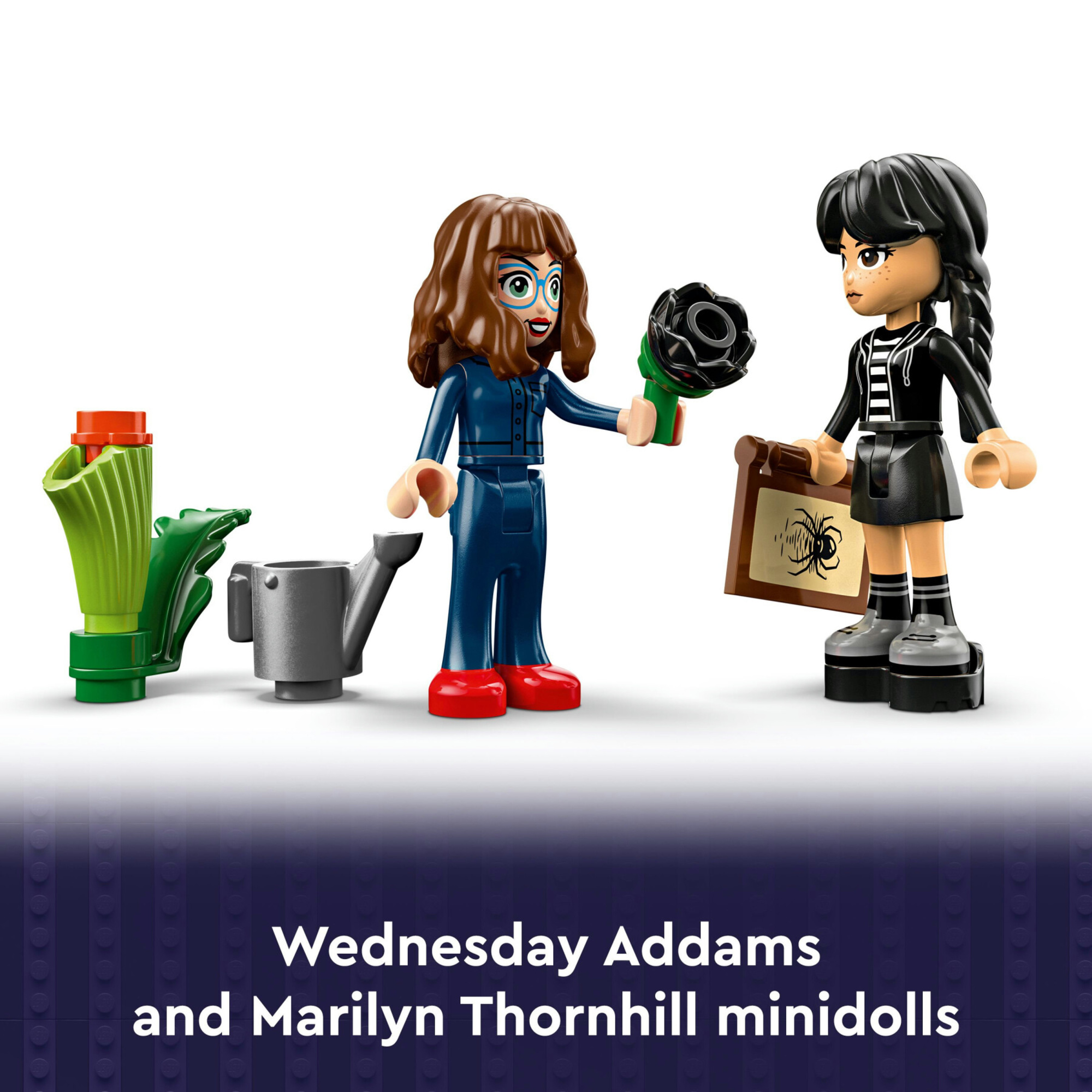 Lego 76784 - wednesday fiore di dalia nero con 2 bamboline, 9+ anni - Lego