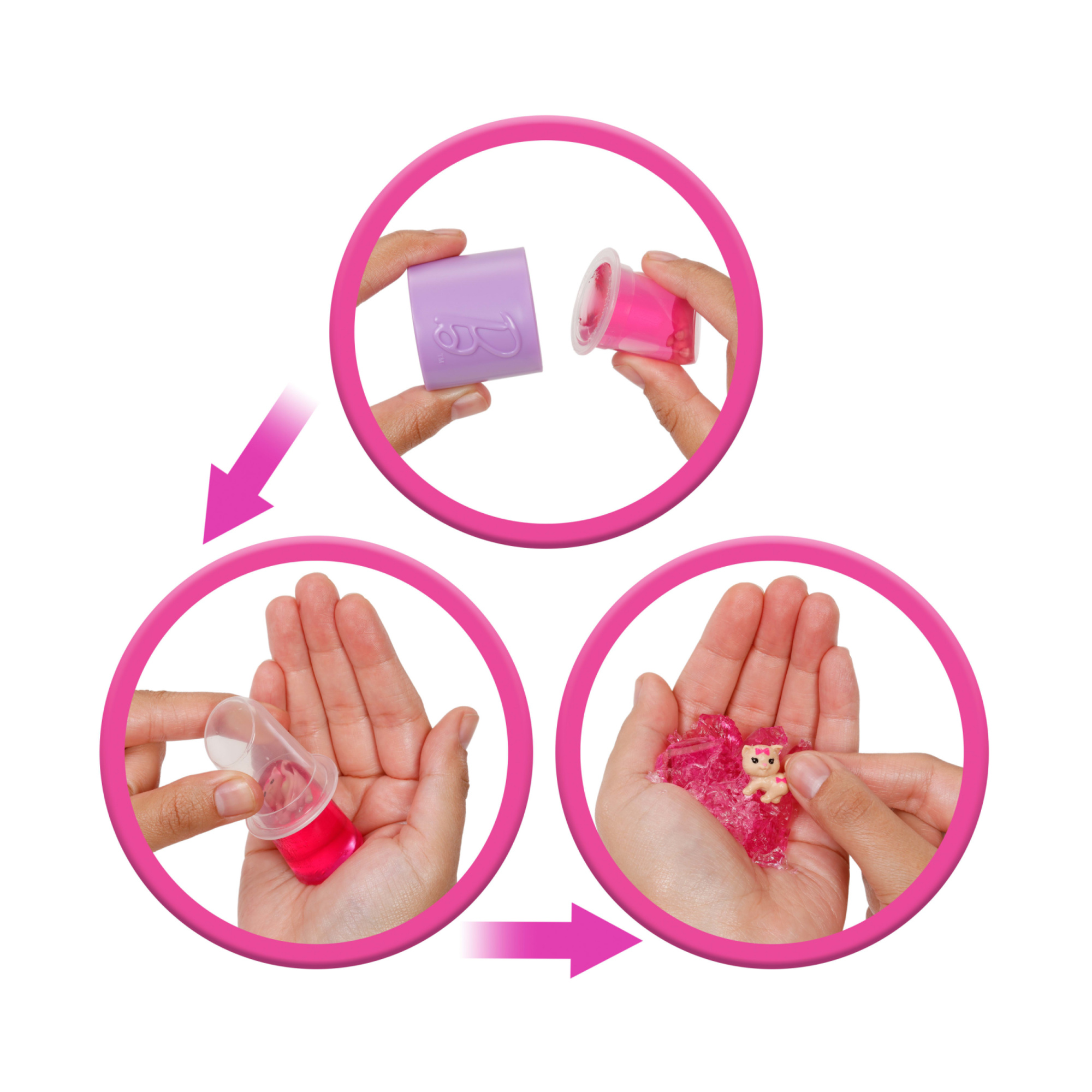 Barbie - party surprise make-up party vestito lilla, bambola con 10 accessori a sorpresa ed effetto cambia colore - Barbie