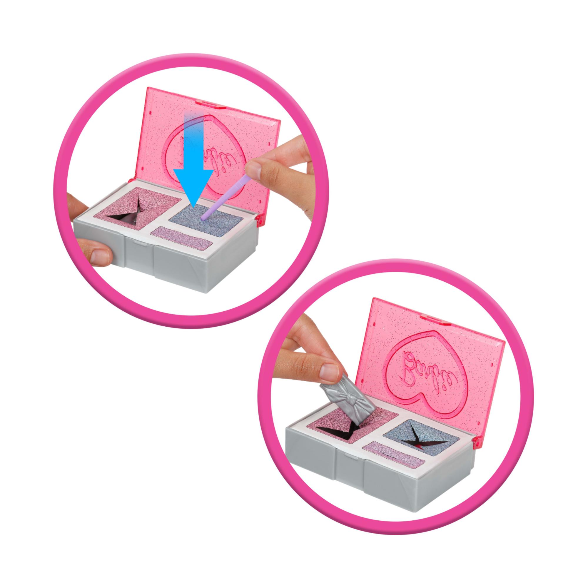 Barbie - party surprise make-up party vestito lilla, bambola con 10 accessori a sorpresa ed effetto cambia colore - Barbie