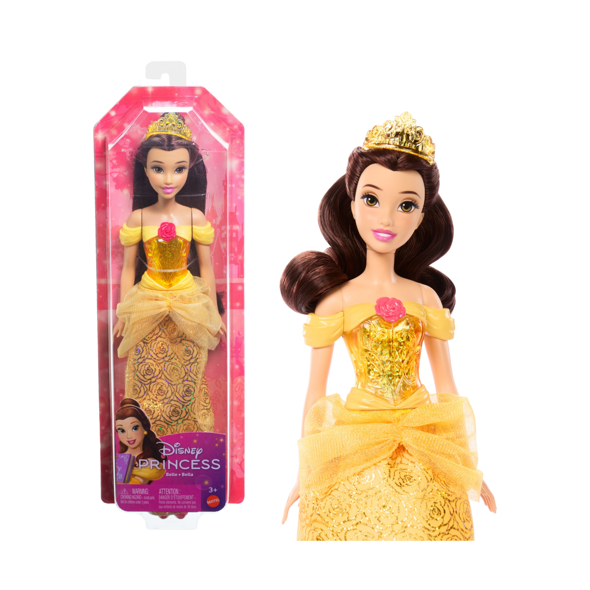 Mattel disney princess - belle, bambola con capi e accessori scintillanti ispirati al film - DISNEY PRINCESS