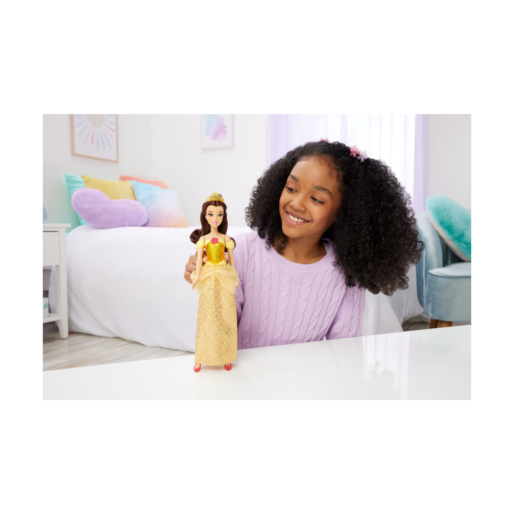Mattel disney princess - belle, bambola con capi e accessori scintillanti ispirati al film - DISNEY PRINCESS