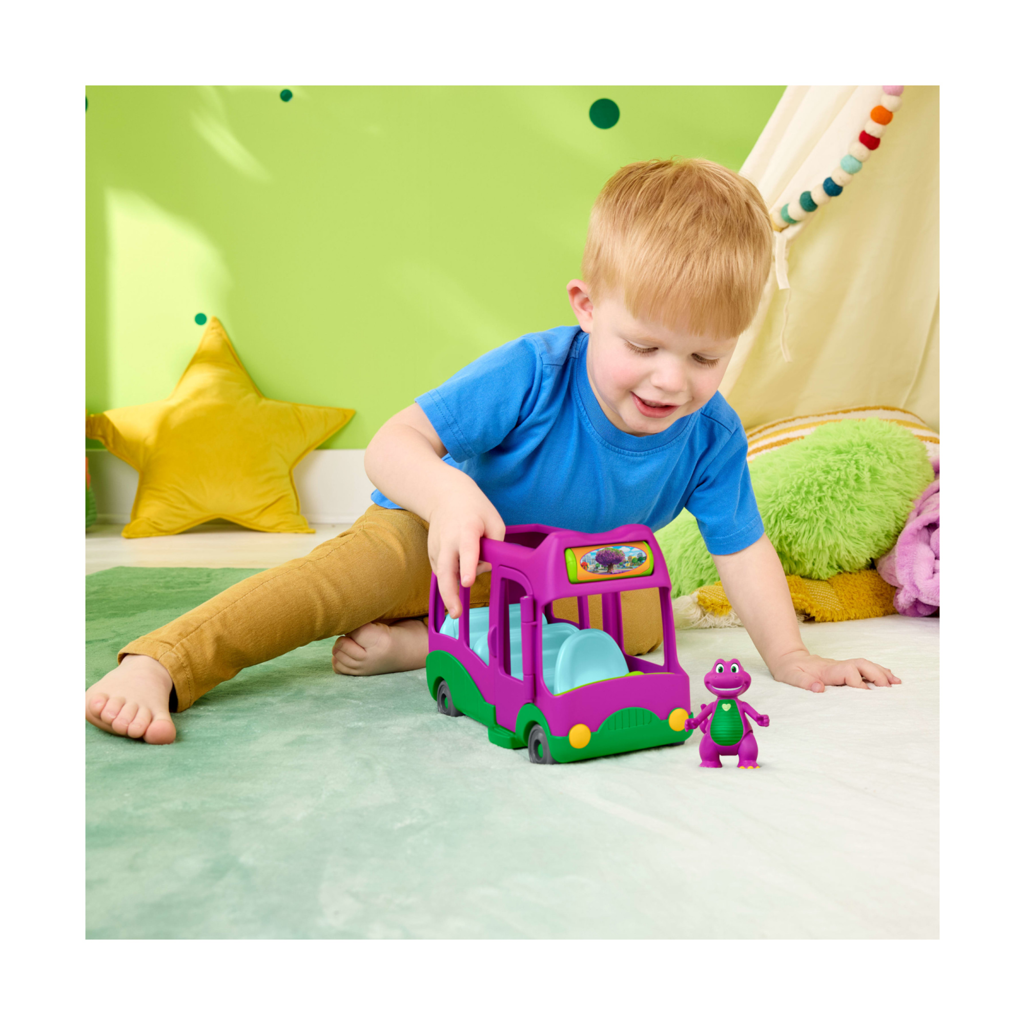 Fisher-price il mondo di barney - autobus delle avventure, set con veicolo e personaggio snodato barney incluso - FISHER PRICE