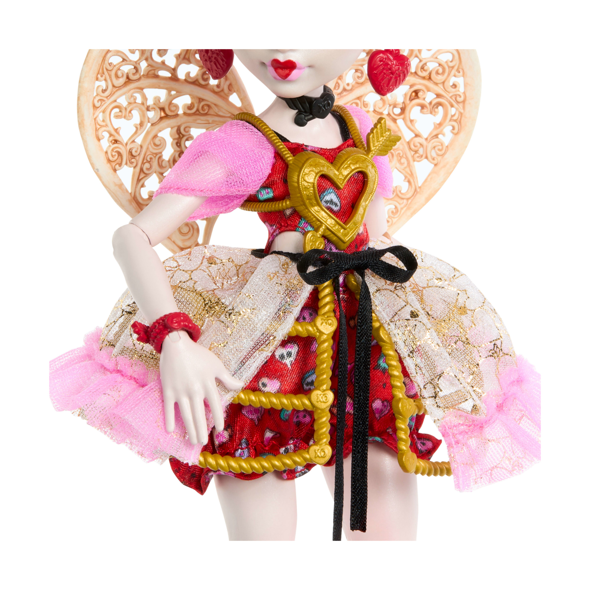 Monster high - cupid asteria scary sweet birthday, bambola con abito da party rosa e rosso e accessori a tema - Monster High