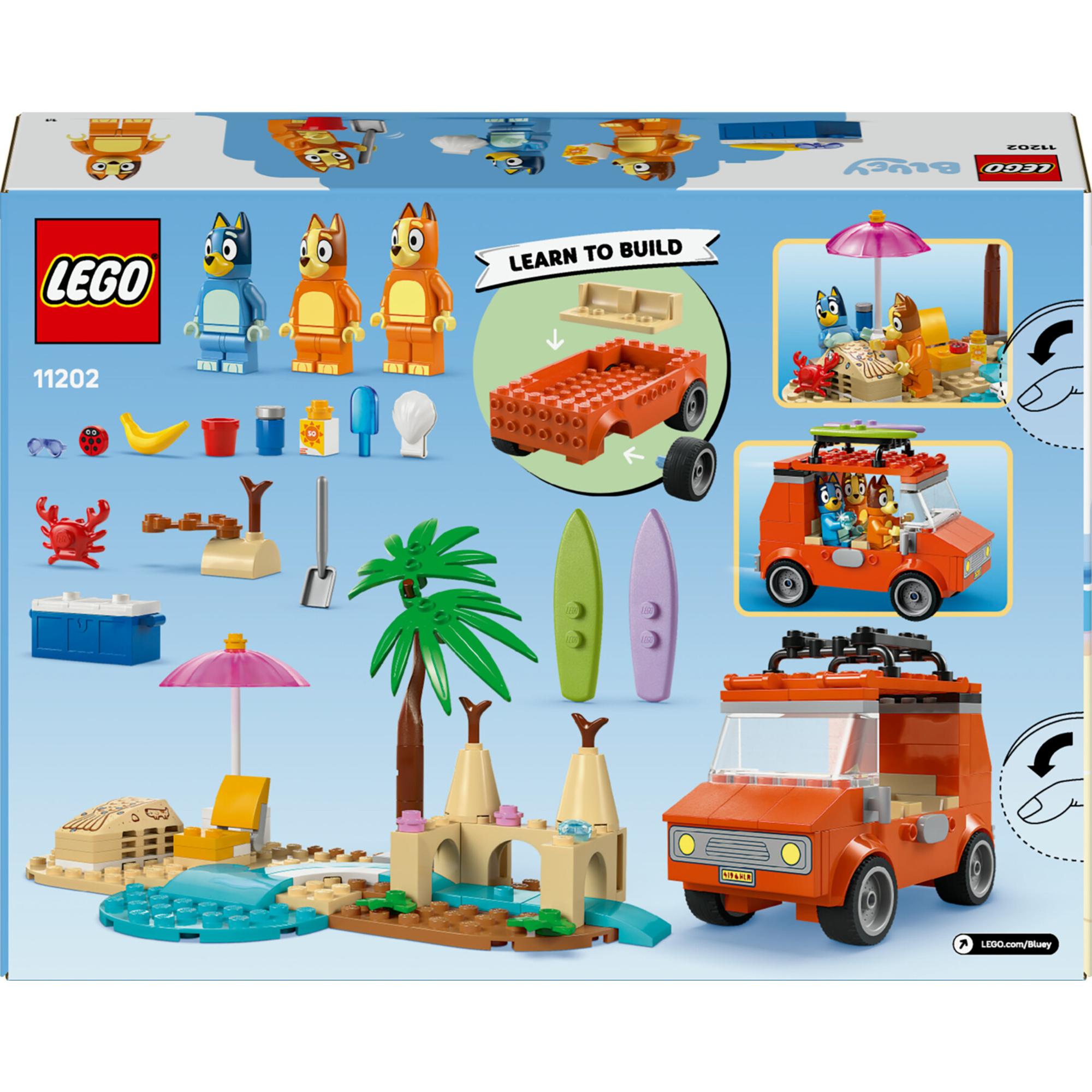 Lego 11202 - bluey vacanza in spiaggia con auto e 3 figure, 4+ anni - BLUEY, Lego