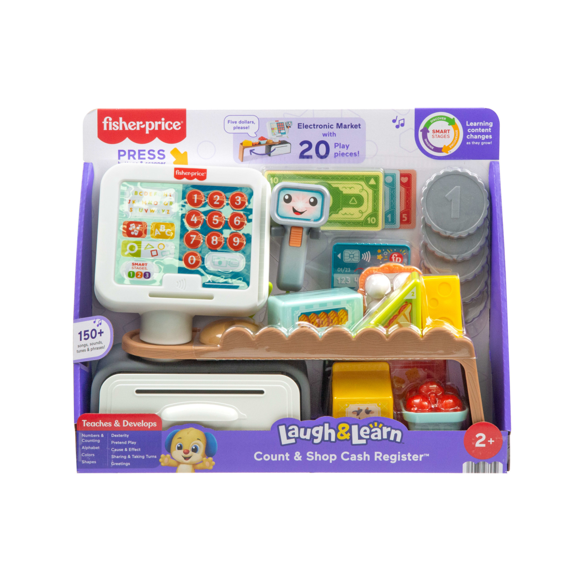 Fisher-price - registratore di cassa, set per l'apprendimento con oltre 150 canzoni, suoni e frasi, 20 accessori inclusi - FISHER PRICE