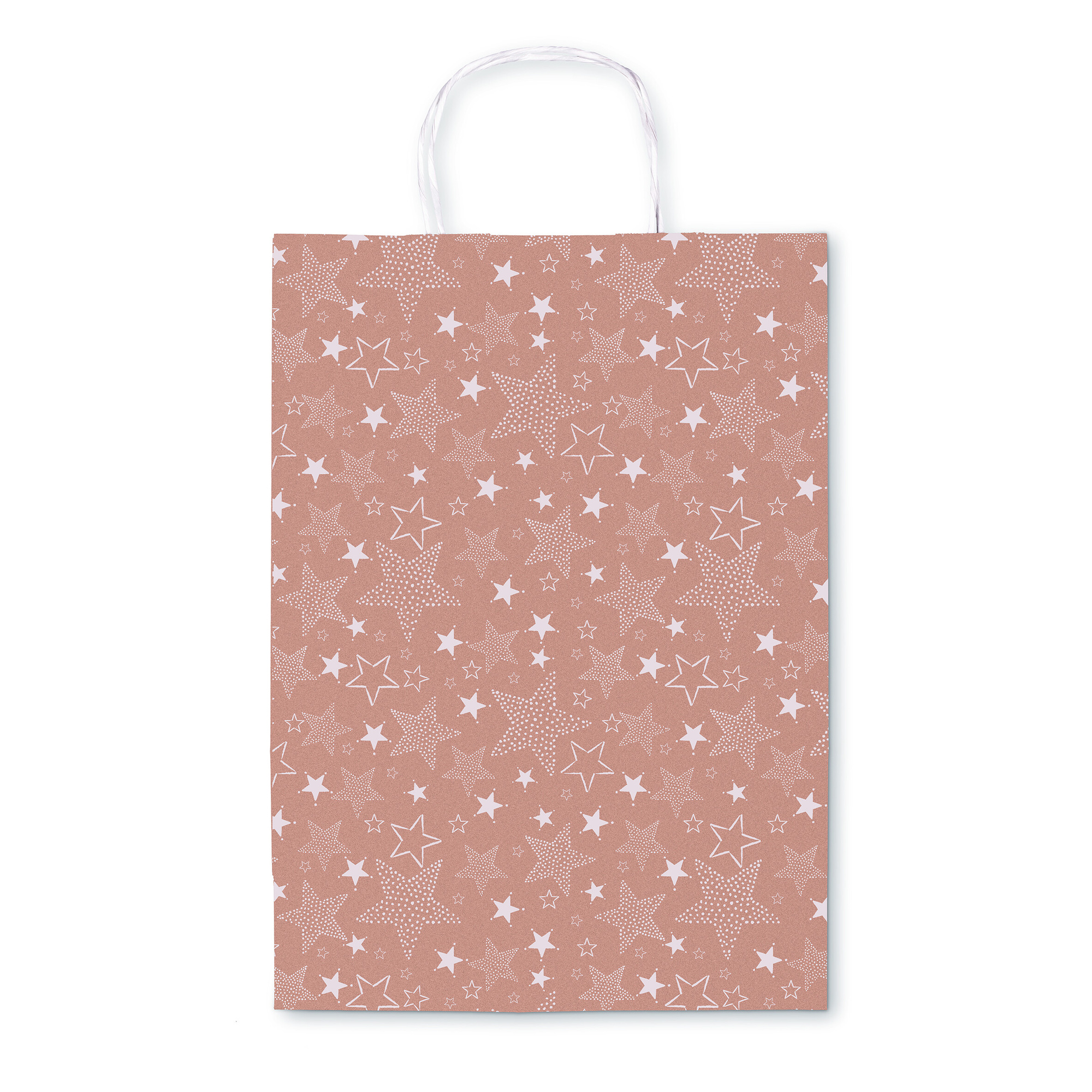 Borsa regalo avana stelle bianche - formato 36x41x12 cm - 
