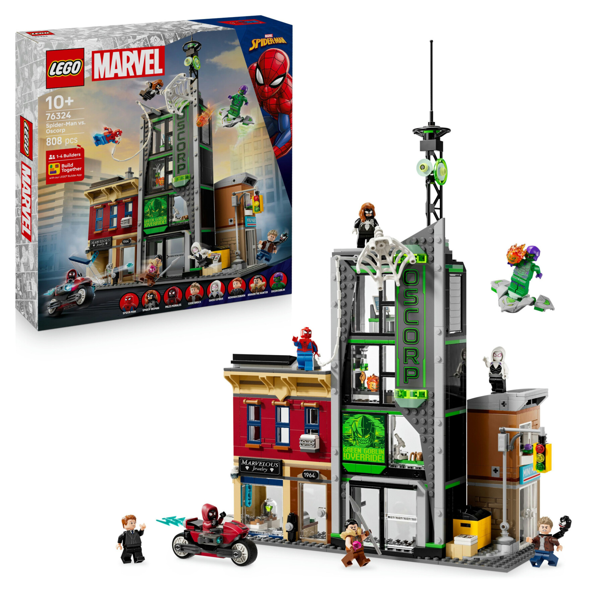 Lego marvel 76324 - spider-man vs oscorp con moto e 8 minifigure 10+ - LEGO SUPER HEROES, Lego