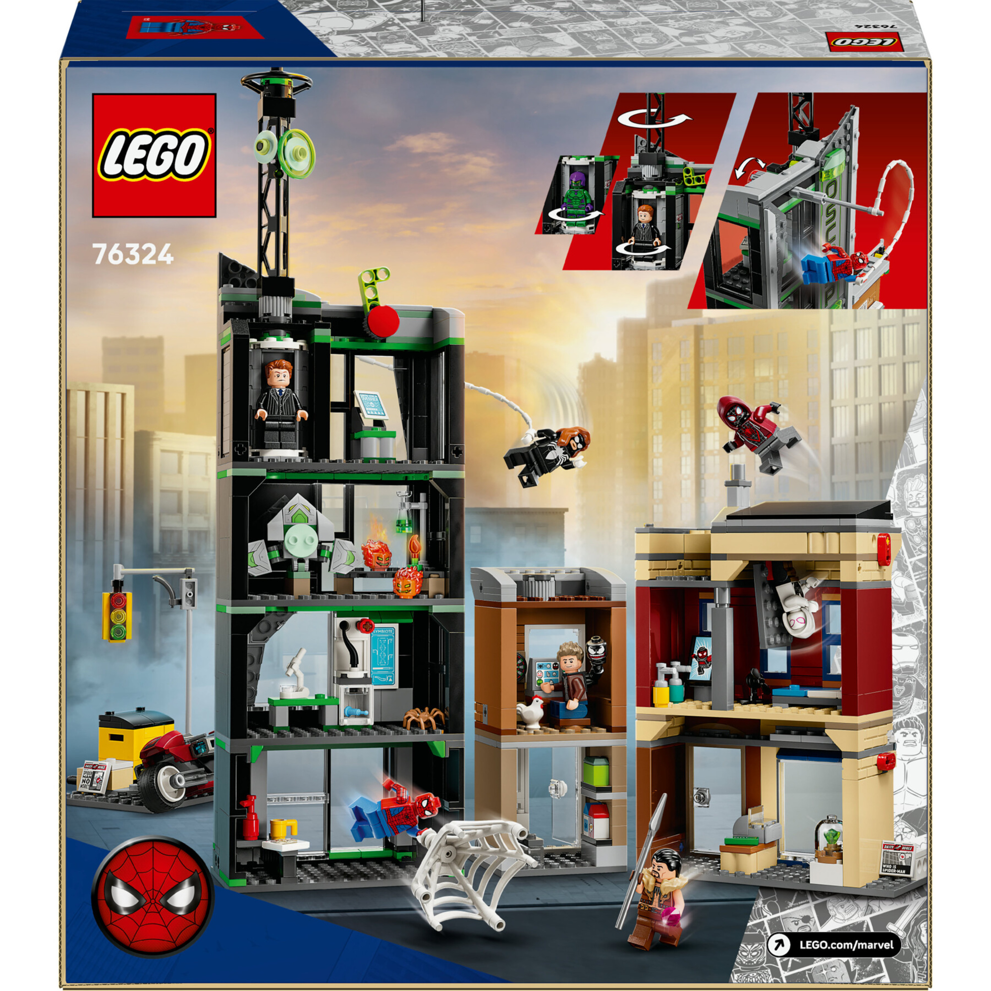 Lego marvel 76324 - spider-man vs oscorp con moto e 8 minifigure 10+ - LEGO SUPER HEROES, Lego