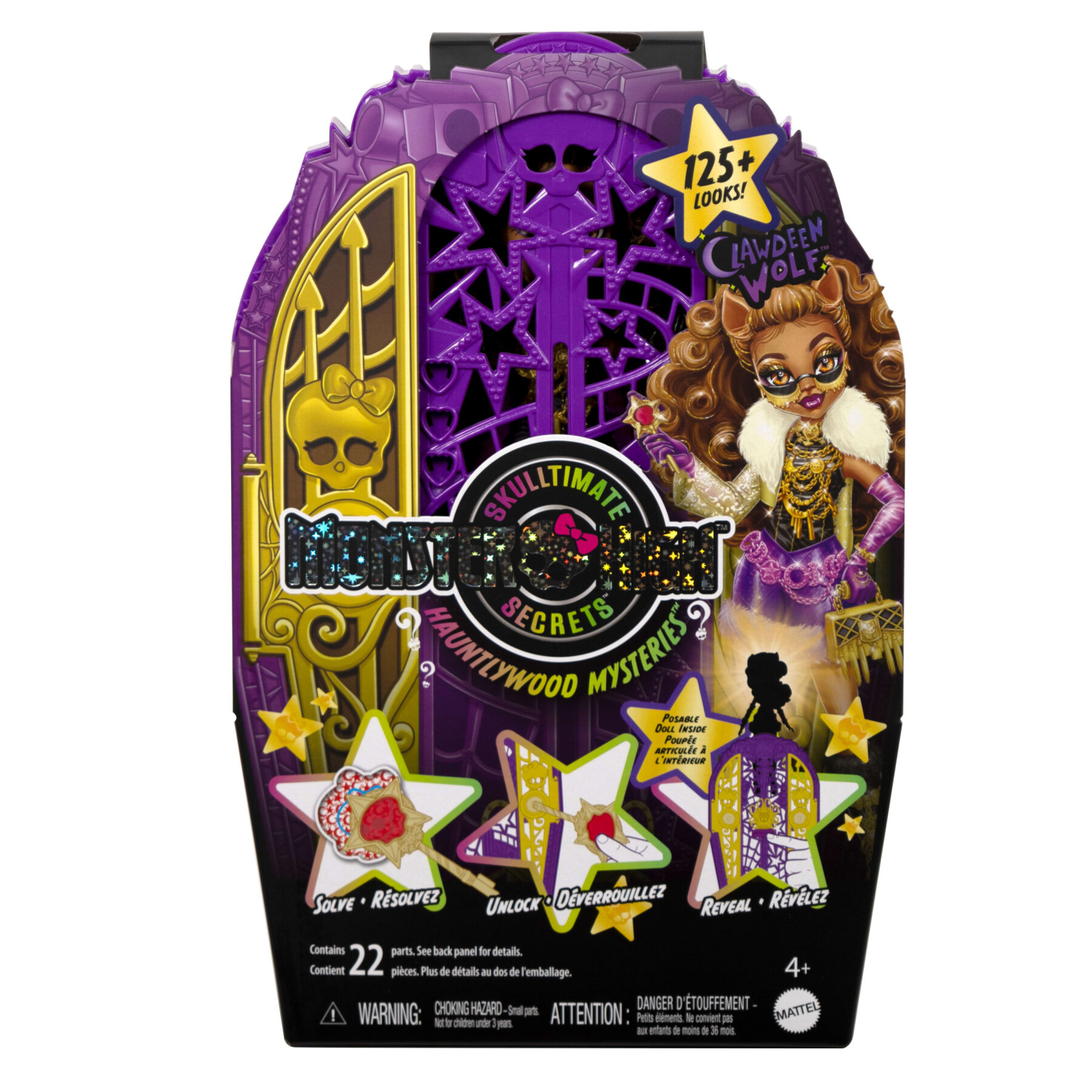Monster high - clawdeen wolf i misteri di hauntlywood, bambola con abiti, guardaroba e 19 accessori glamour a sorpresa - Monster High
