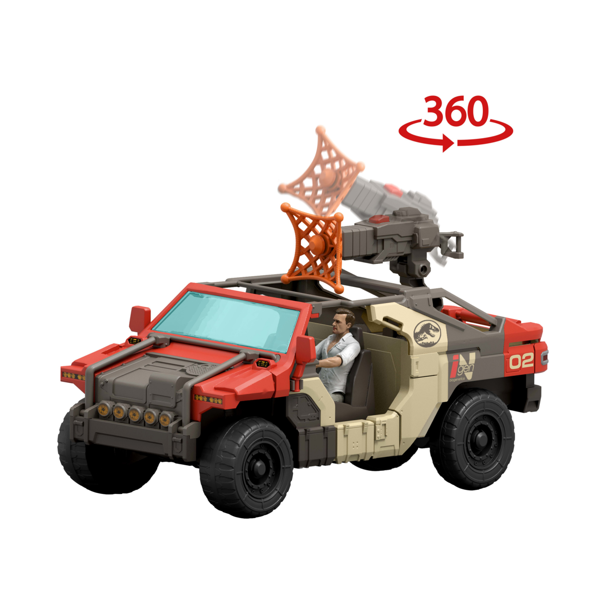 Mattel jurassic world la rinascita - camion lancia e combatti, set con veicolo, personaggio martin krebs e velociraptor - Jurassic World