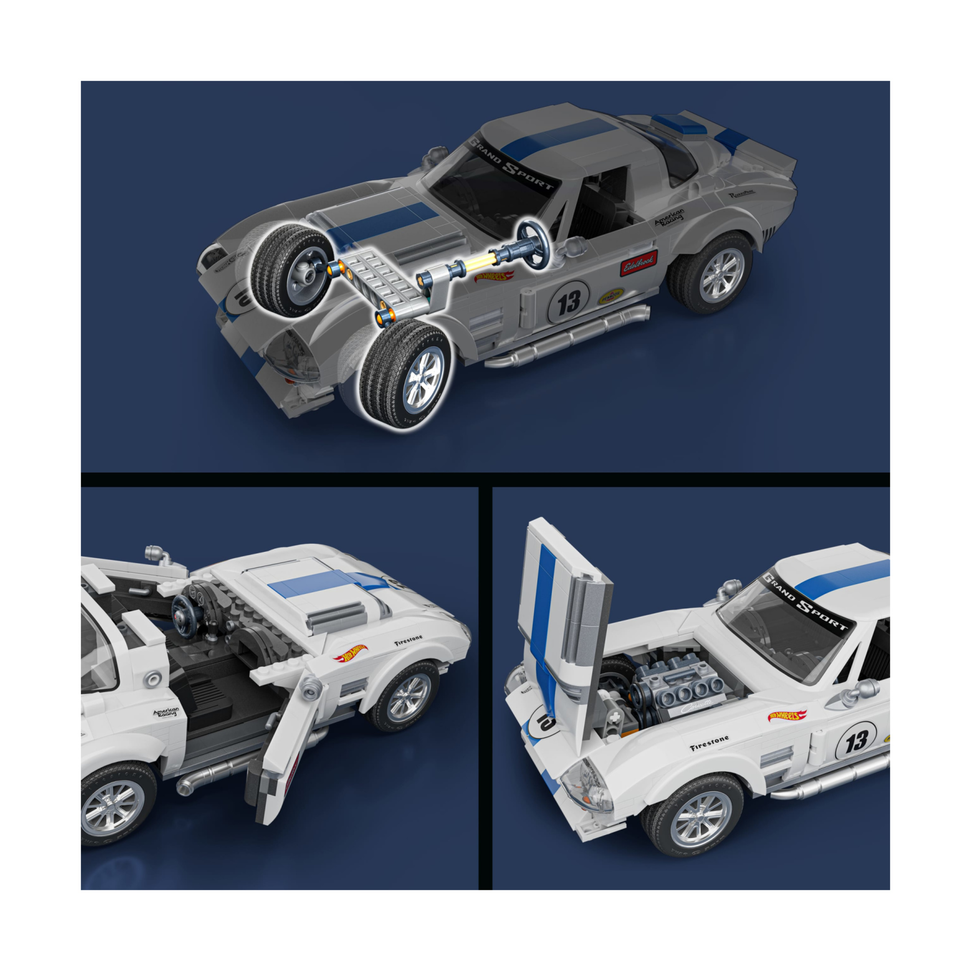 ​​mattel brick shop hot wheels - corvette grand sport serie elite, set da costruire con 918 pezzi, dettagli realistici e adesivi - BRICK SHOP, Hot Wheels
