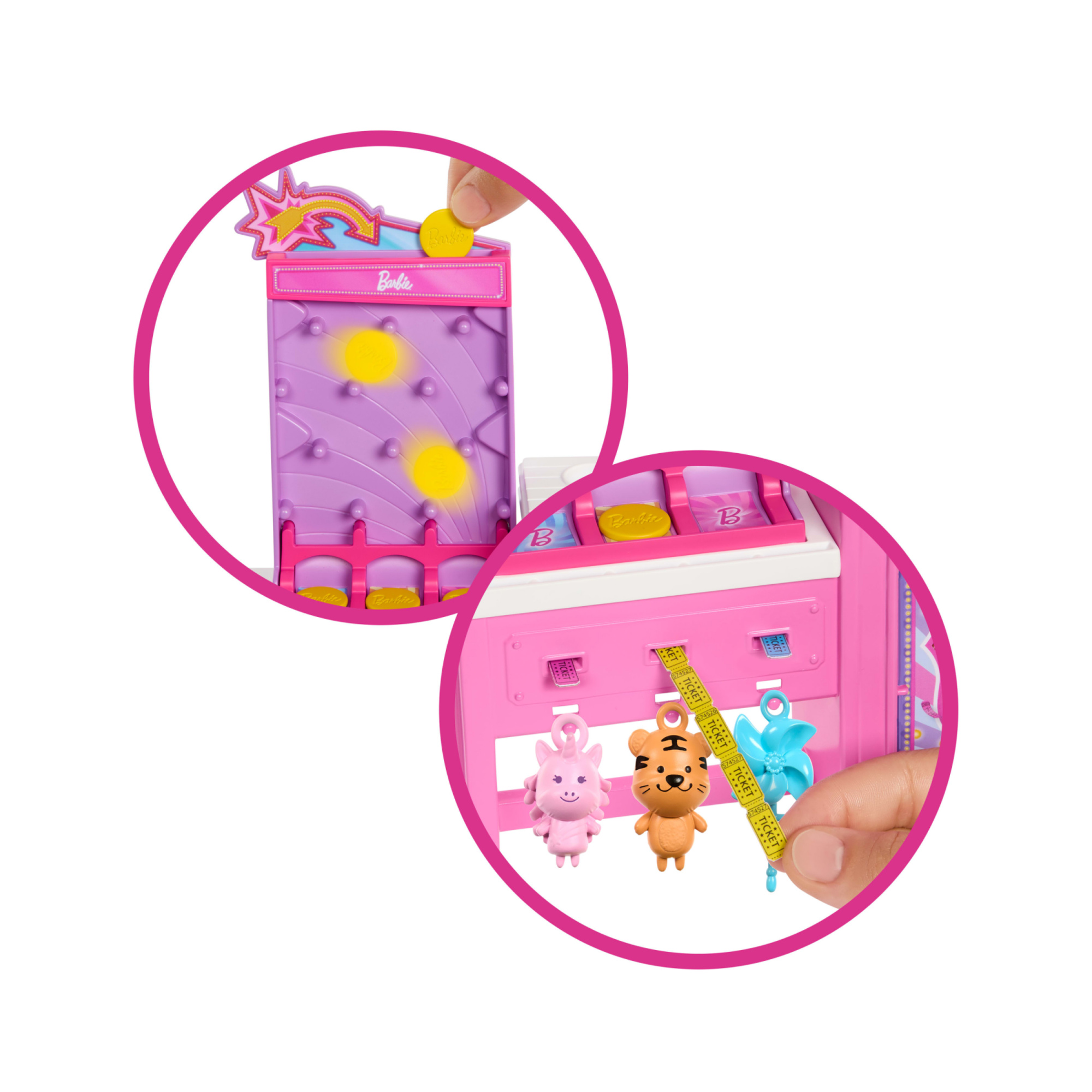 Barbie - chiosco dello zucchero filato, set con bambola e 20 accessori inclusi, ispirato alla serie barbie mysteries: beach detectives - Barbie