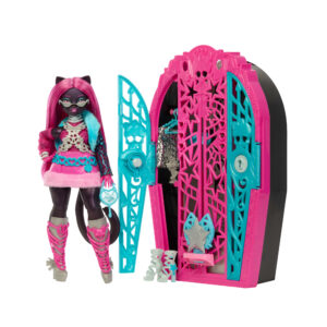 Monster high - catty noir i misteri di hauntlywood, bambola con abiti, guardaroba e 19 accessori glamour a sorpresa - Monster High