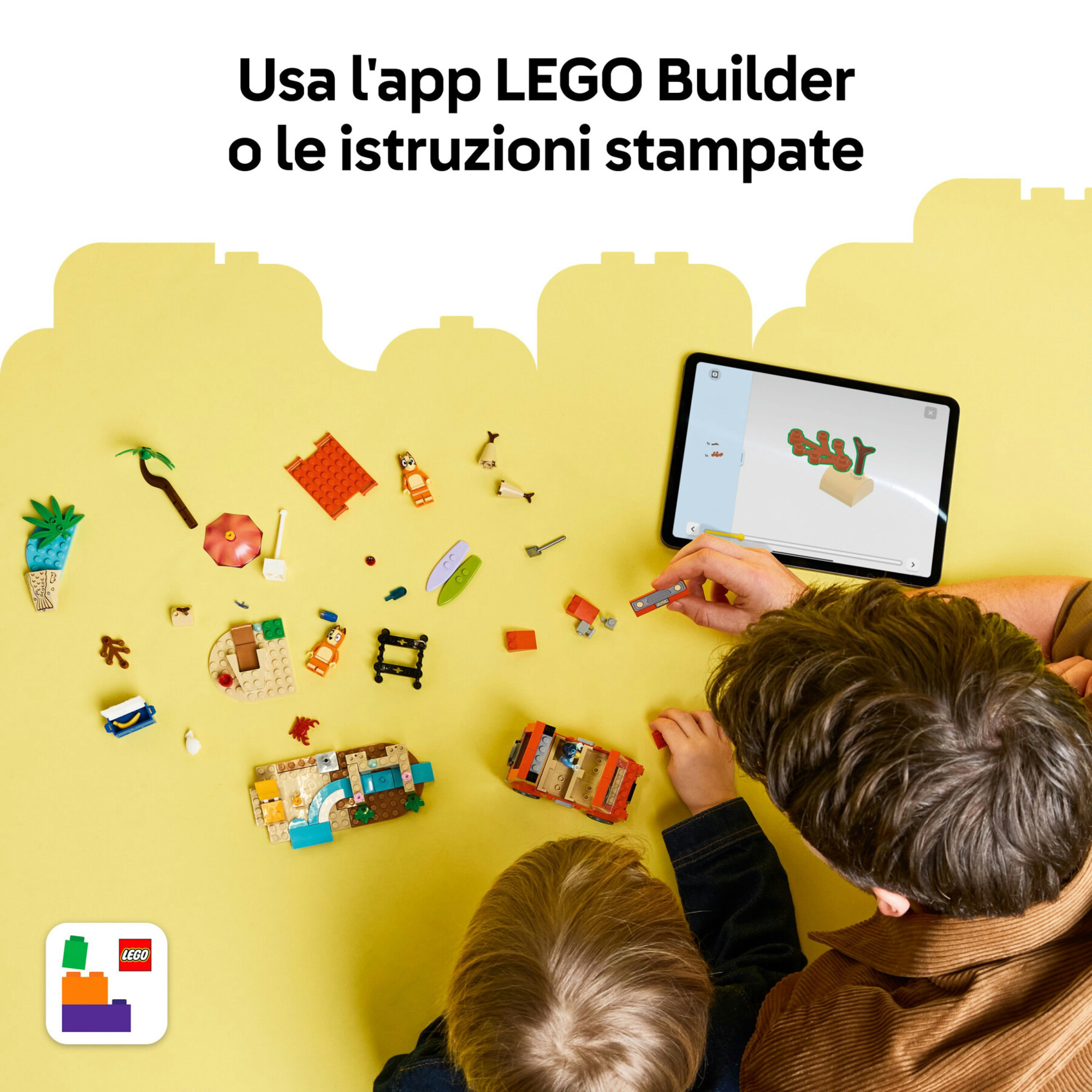 Lego 11202 - bluey vacanza in spiaggia con auto e 3 figure, 4+ anni - BLUEY, Lego