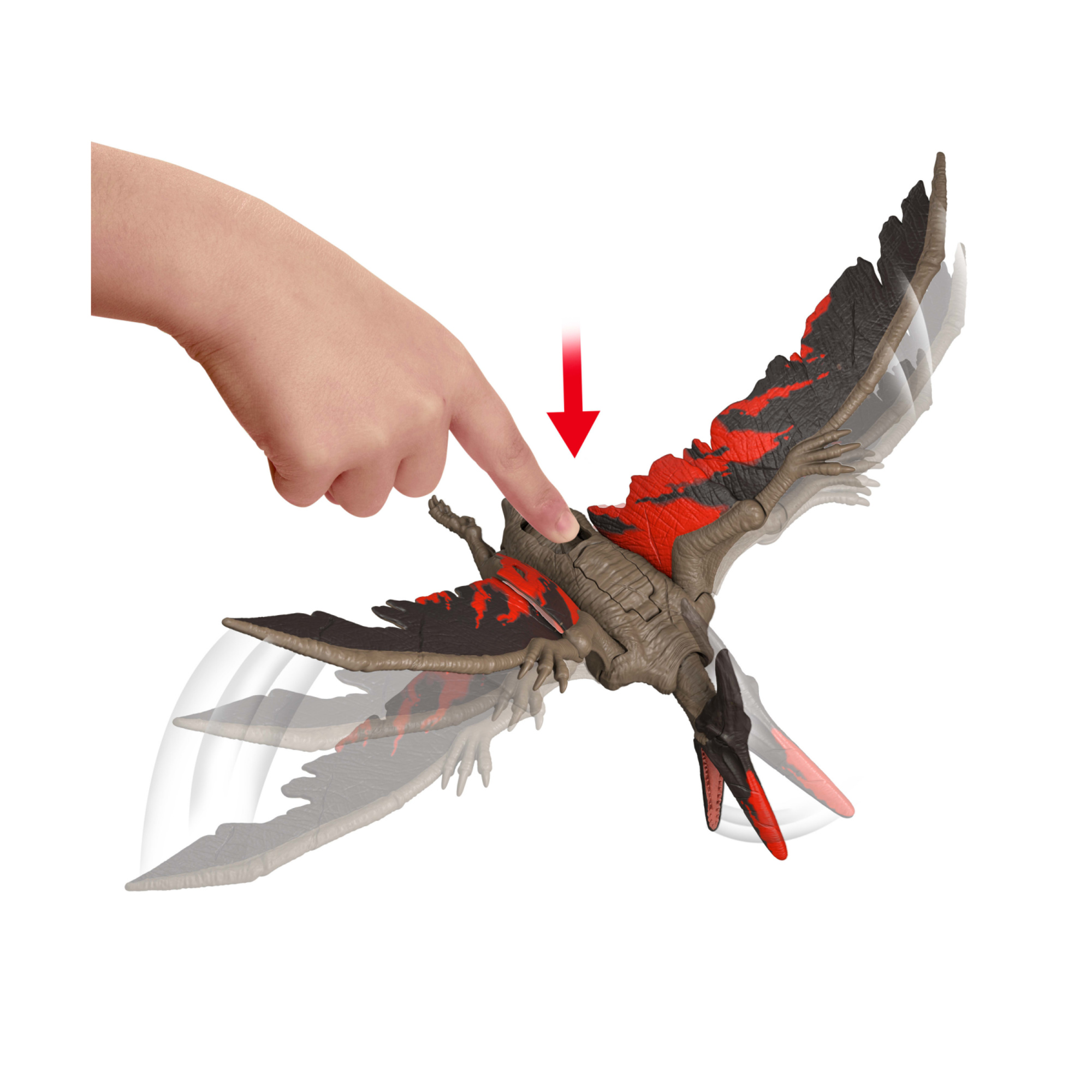 Mattel jurassic world - pteranodonte ruggito selvaggio, dinosauro snodato con ruggito feroce e azione d'attacco inclusa - Jurassic World
