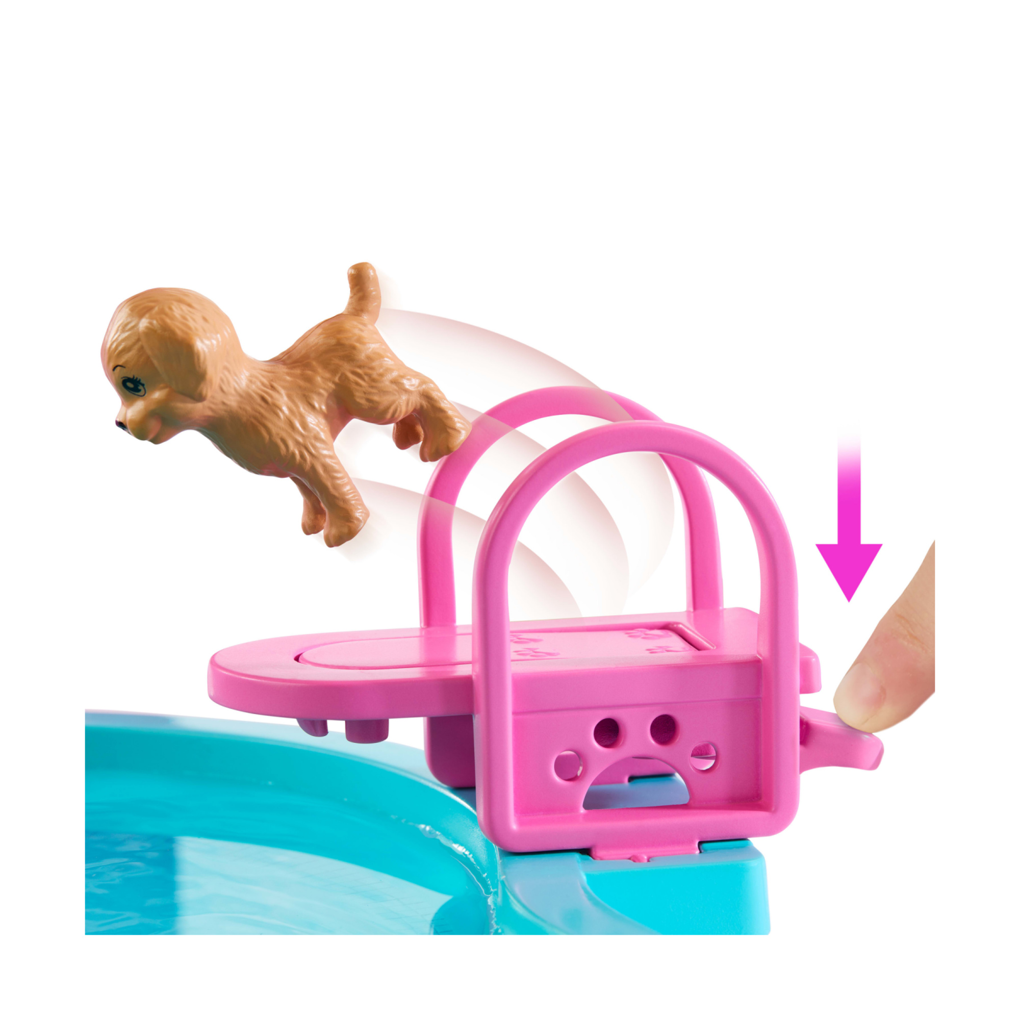 Barbie - piscina dei sogni, set con 6 aree di gioco tra cui scivolo e idromassaggio, cuccioli, galleggianti e 20 accessori - Barbie