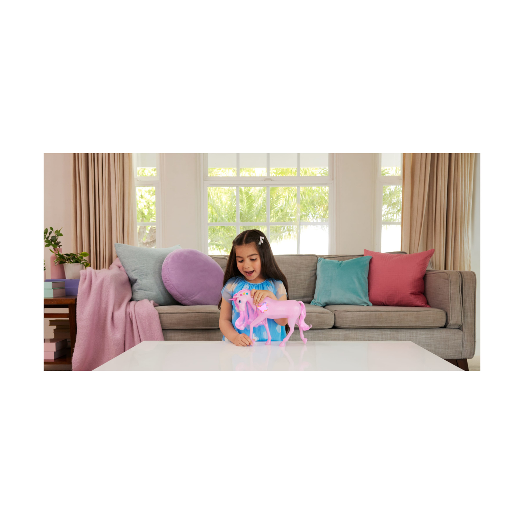 Barbie - unicorno luci brillanti, cavallo con 20 combinazioni interattive di luci, suoni e musica - Barbie