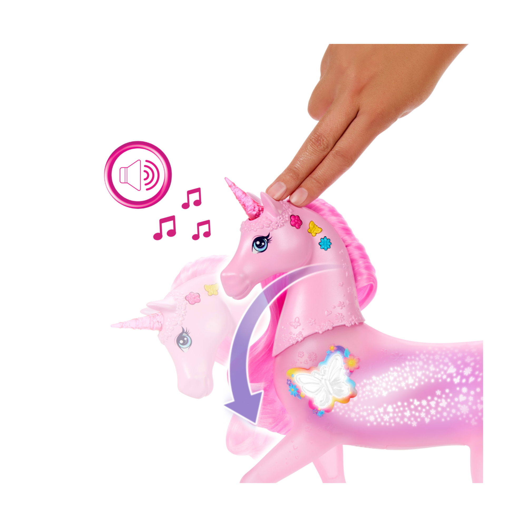 Barbie - unicorno luci brillanti, cavallo con 20 combinazioni interattive di luci, suoni e musica - Barbie