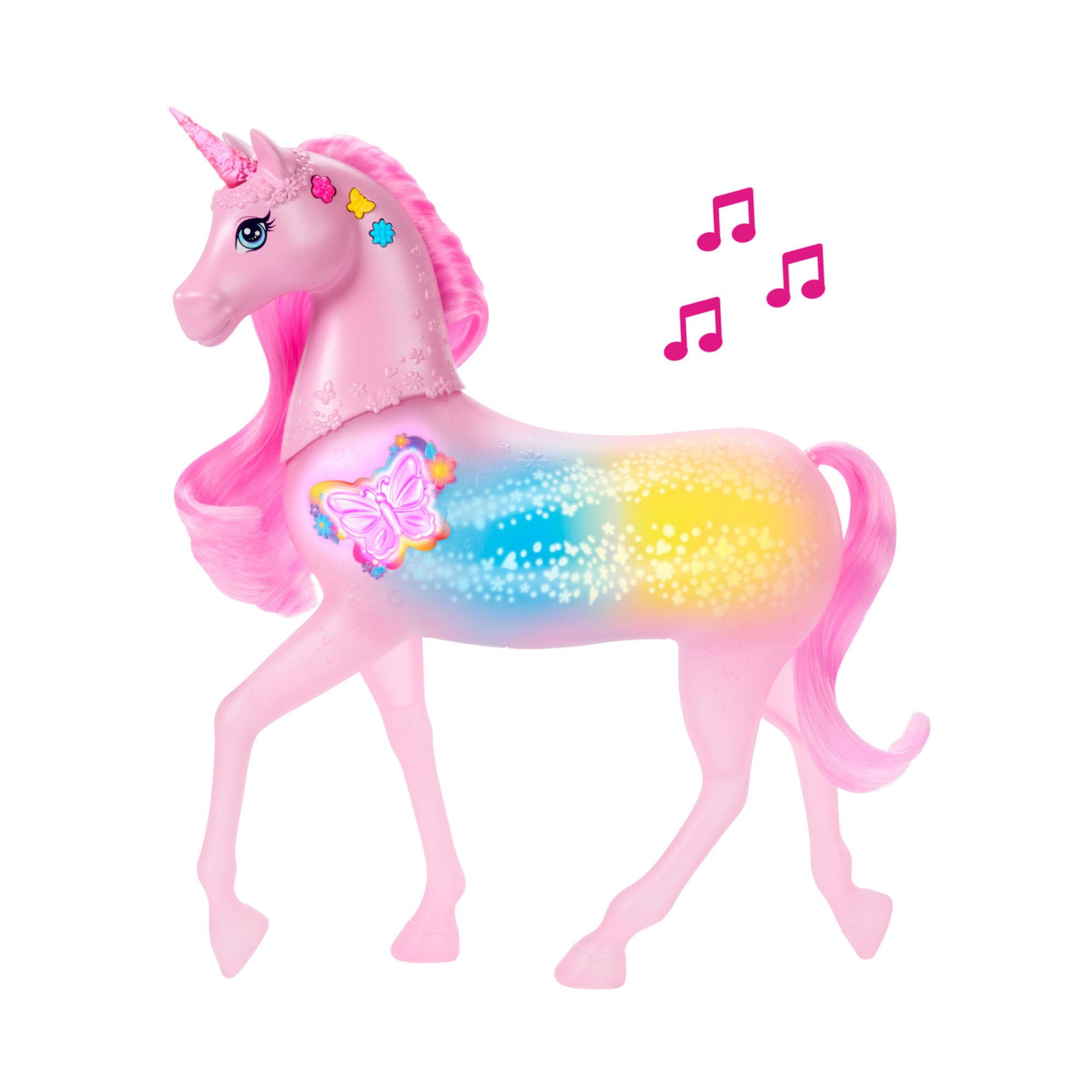 Barbie - unicorno luci brillanti, cavallo con 20 combinazioni interattive di luci, suoni e musica - Barbie