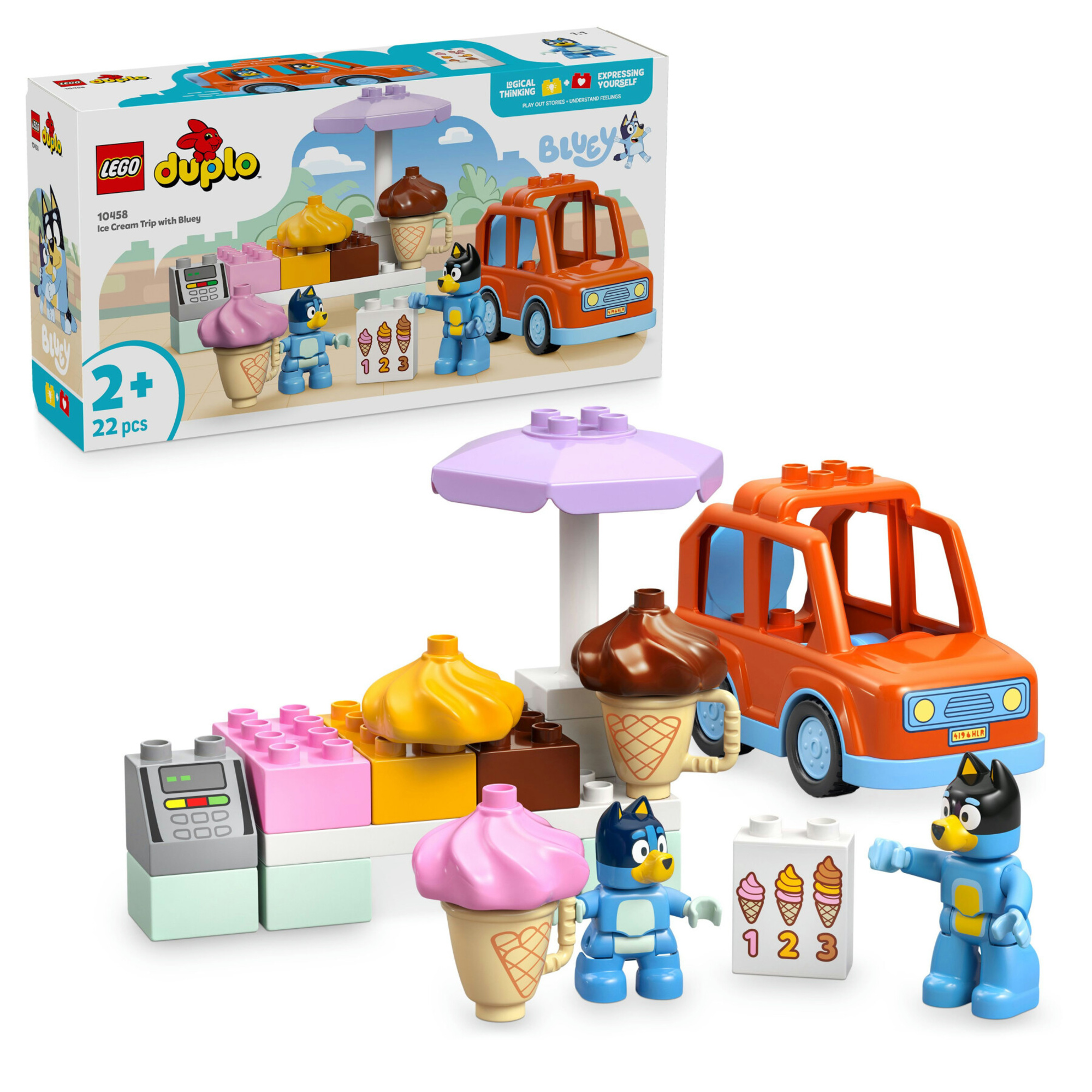 Lego 10458 - duplo gelateria bluey con macchina e 2 figure, 2+ anni - LEGO DUPLO, Lego