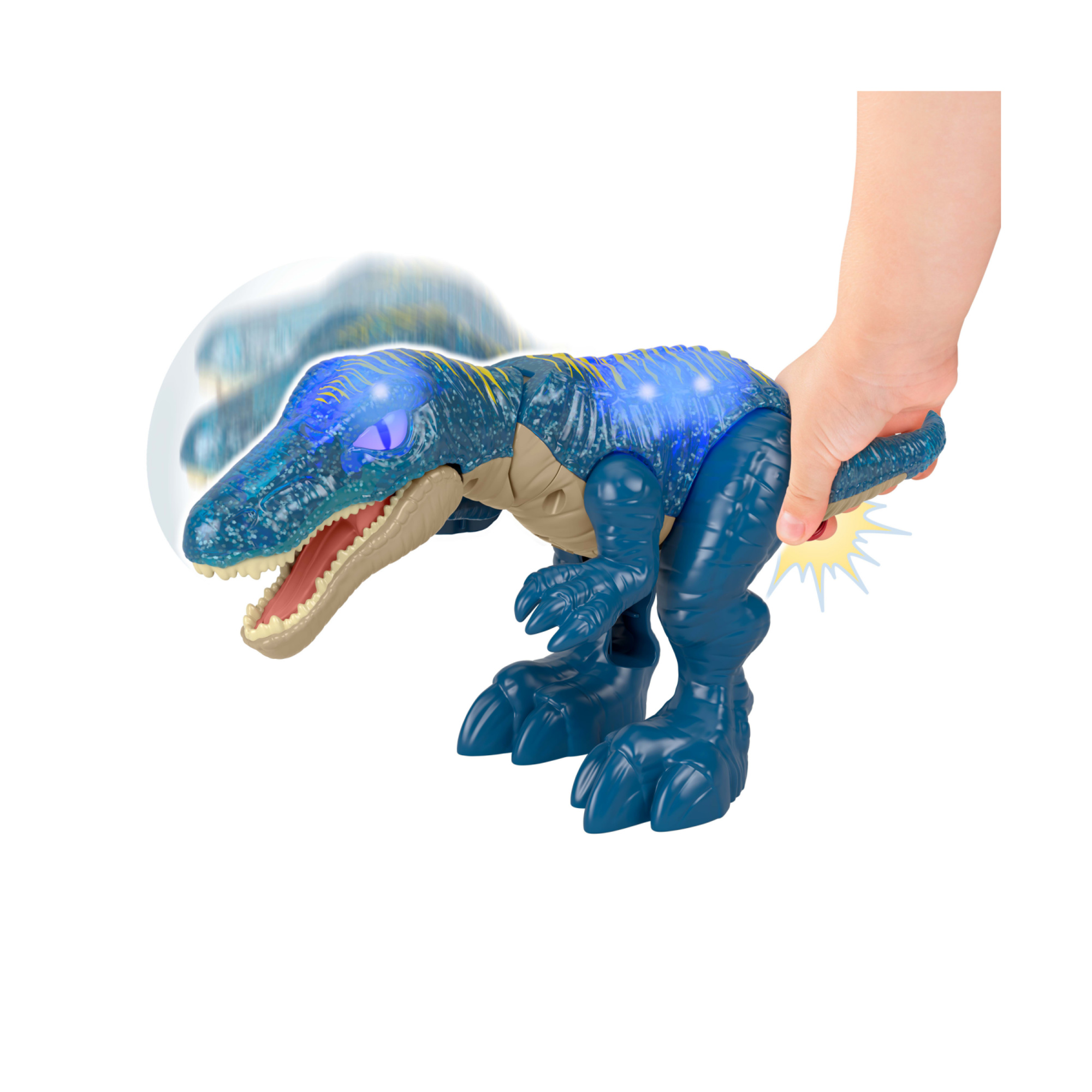 Imaginext jurassic world - baryonyx super ruggito, dinosauro con coda attivabile che si illumina, luci, suoni e fauci in azione - IMAGINEXT