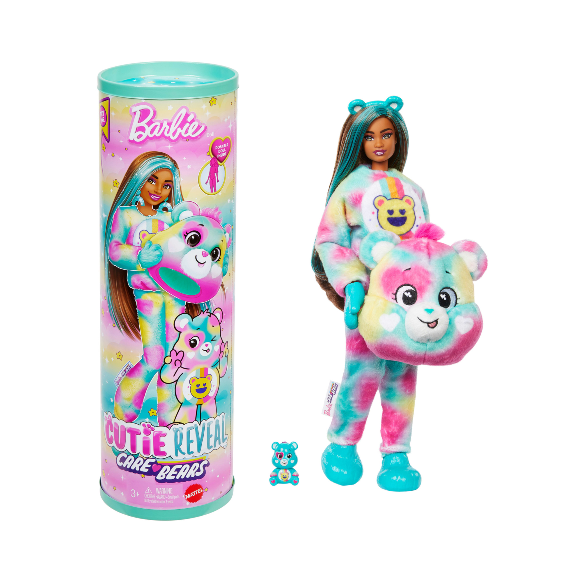 Barbie - cutie reveal assortito serie orsetti del cuore 2, bambola con costume di peluche, un mini orso e 10 sorprese con effetto cambia colore - Barbie
