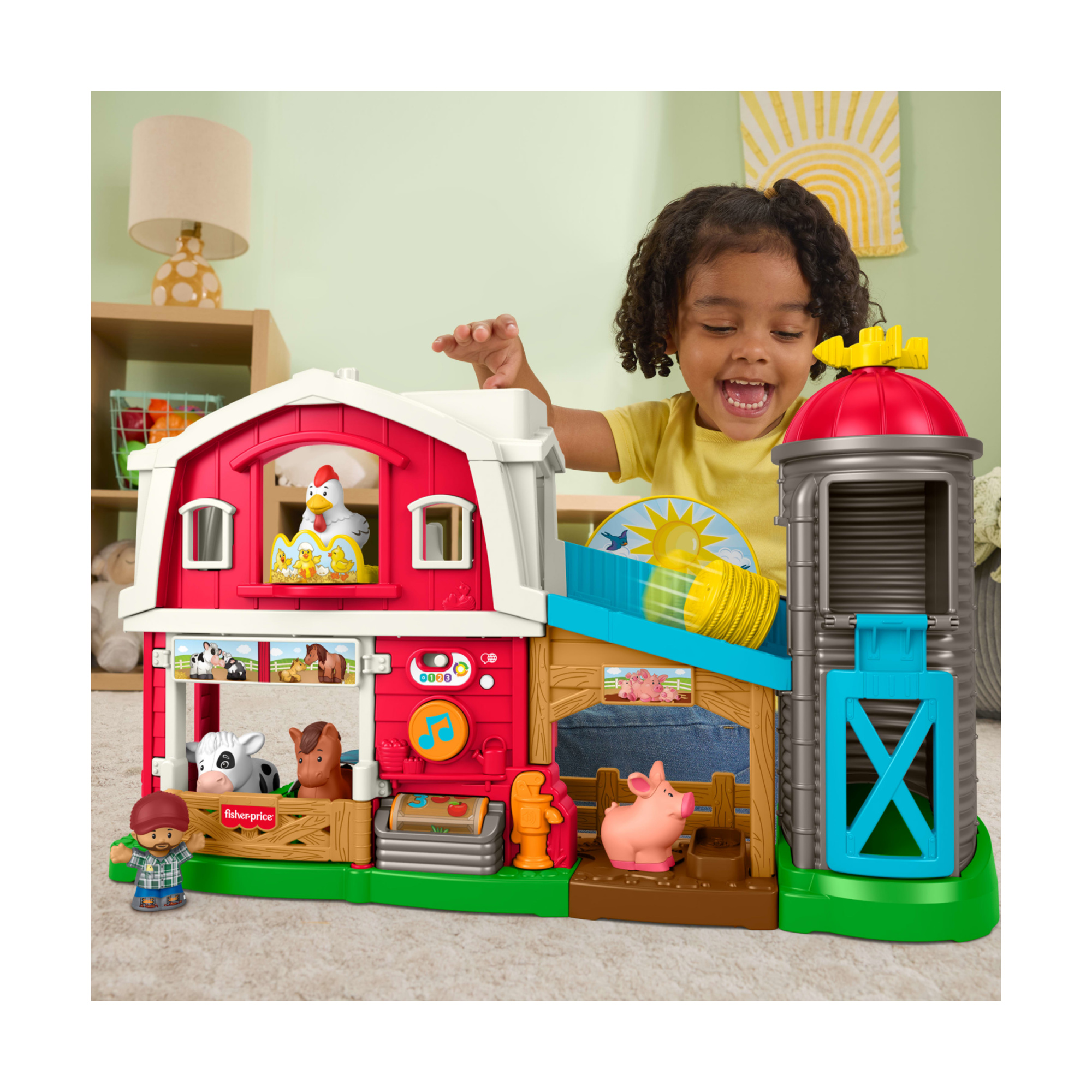 Fisher-price little people - fattoria animali felici, set con personaggi e amici animali, canzoni, luci e frasi - FISHER PRICE