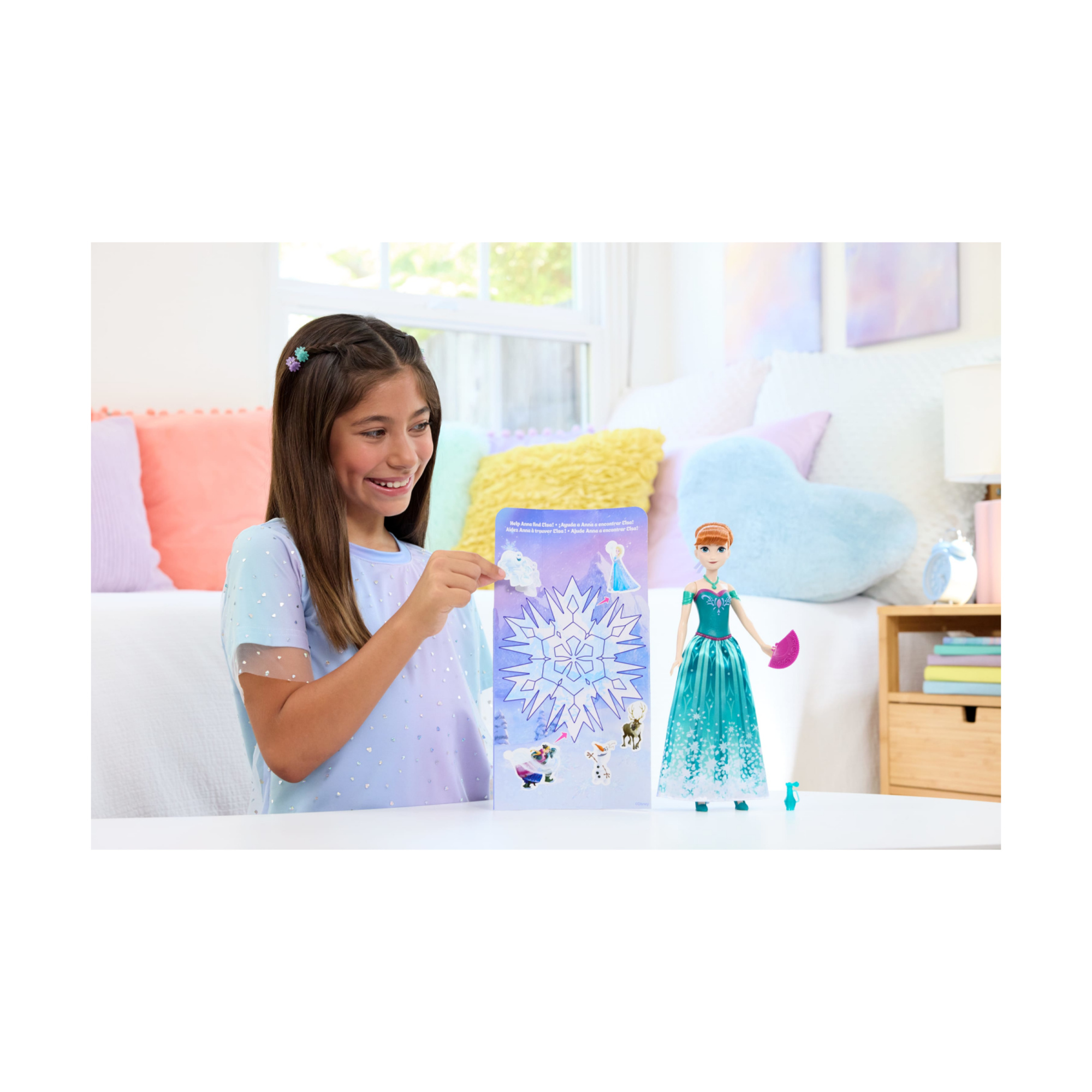 Mattel disney frozen - anna spin & reveal, bambola ispirata al film disney con 11 sorprese incluse - DISNEY PRINCESS