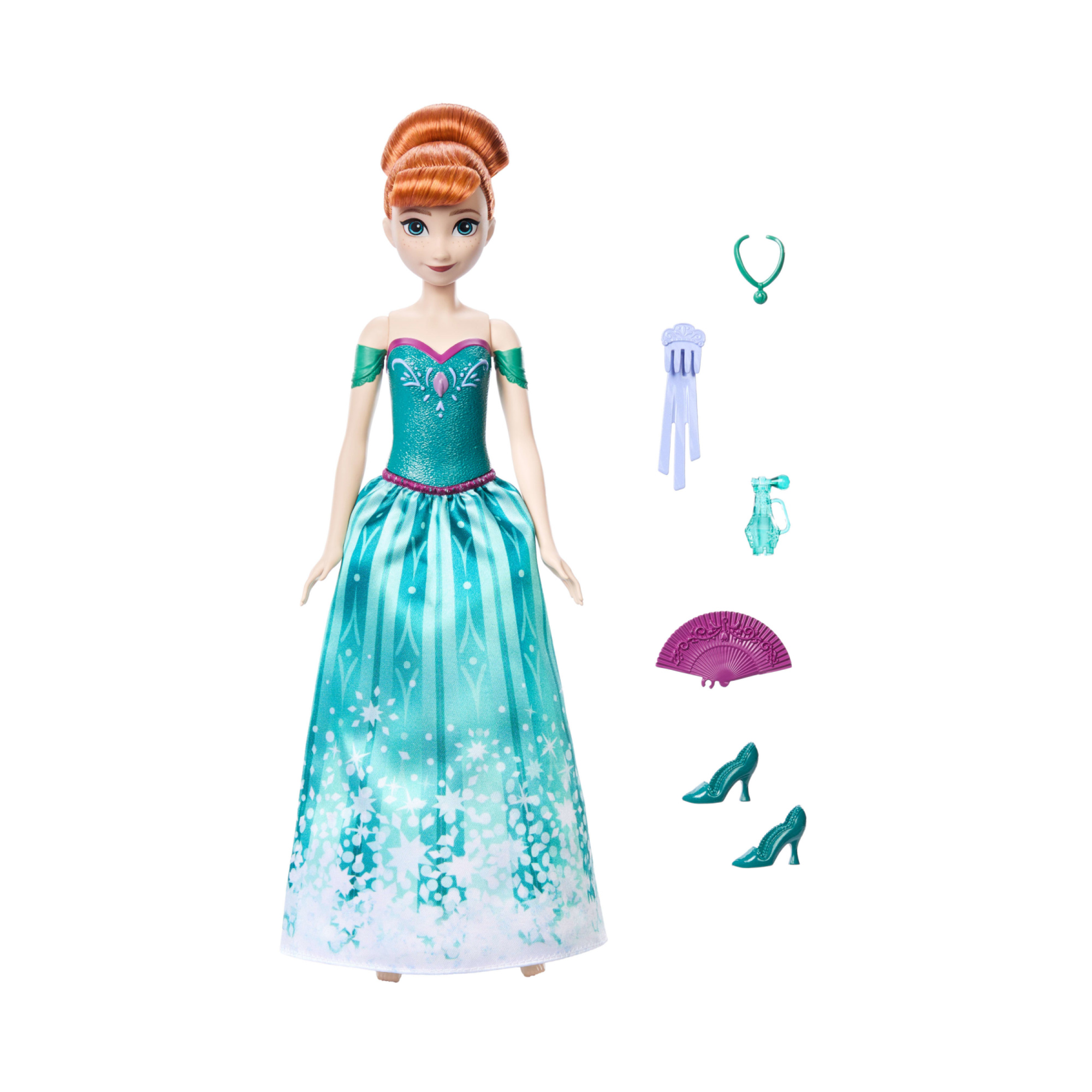Mattel disney frozen - anna spin & reveal, bambola ispirata al film disney con 11 sorprese incluse - DISNEY PRINCESS