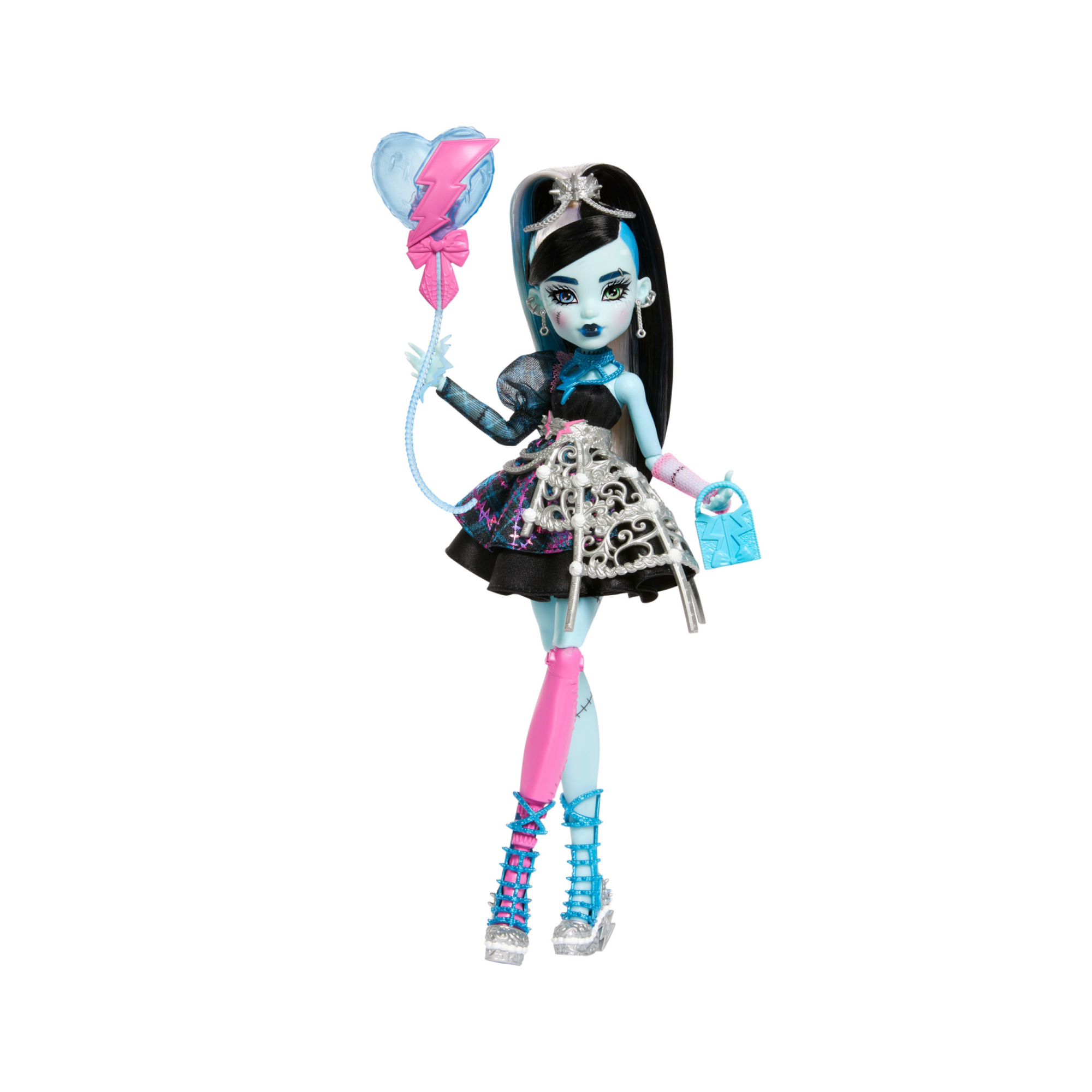 Monster high - frankie stein scary sweet birthday, bambola con abito da party nero e accessori a tema - Monster High