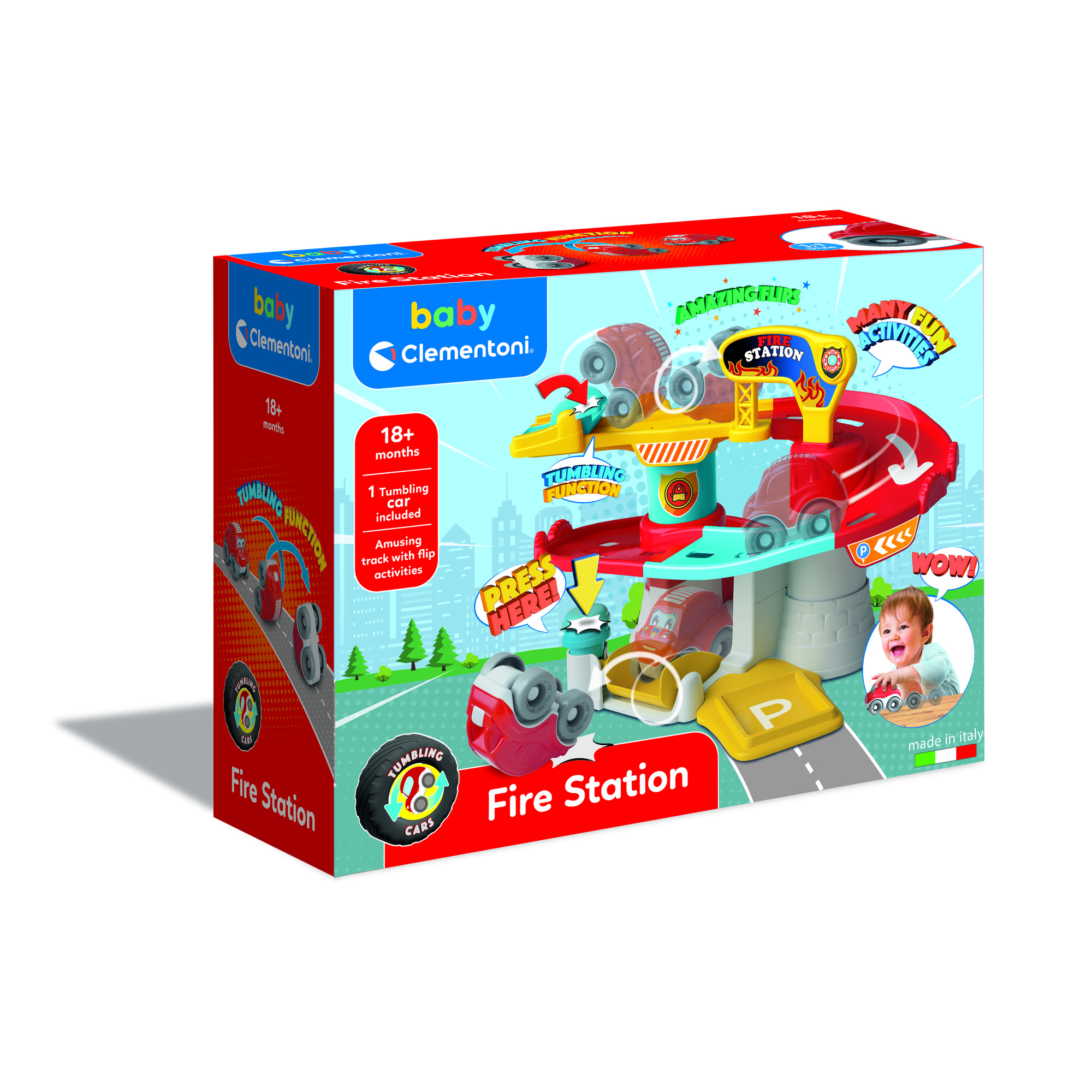 Stazione dei pompieri tumbling cars - 18m+ - baby clementoni - BABY CLEMENTONI