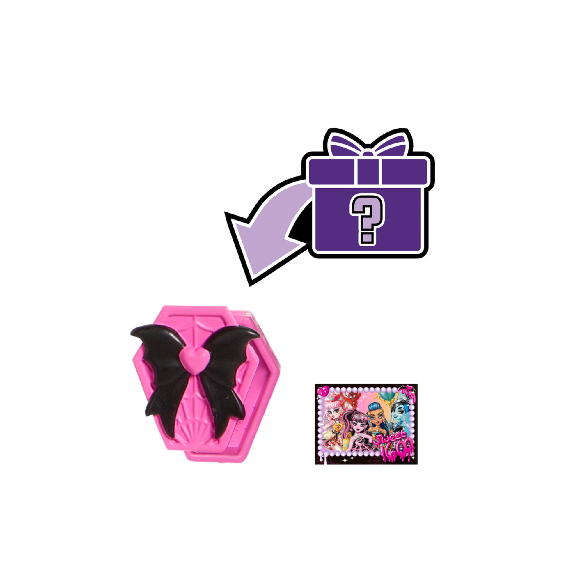 Monster high - draculaura scary sweet birthday, bambola con abito da party rosa e accessori a tema - Monster High