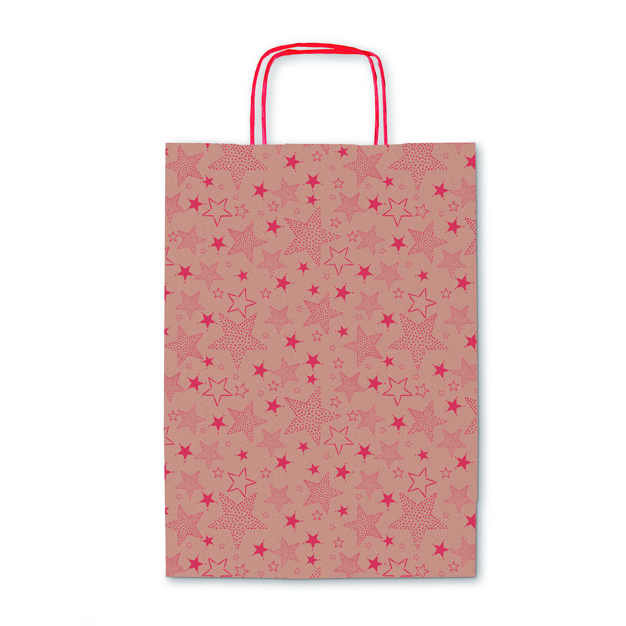 Borsa regalo avana stelle rosse - formato 26x36x12 cm - 