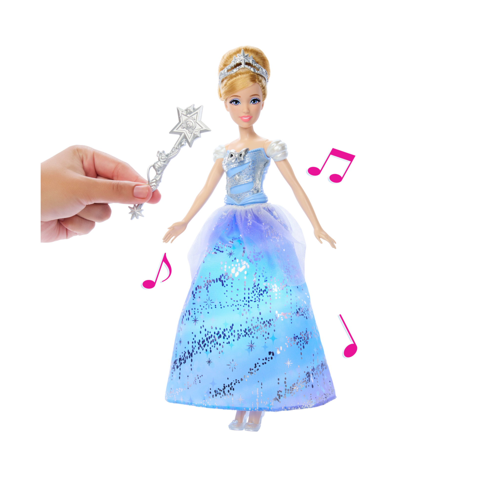 Mattel disney princess - cenerentola ballo incantato, bambola ispirata al film con abito che si illumina e bacchetta magica con suoni - DISNEY PRINCESS