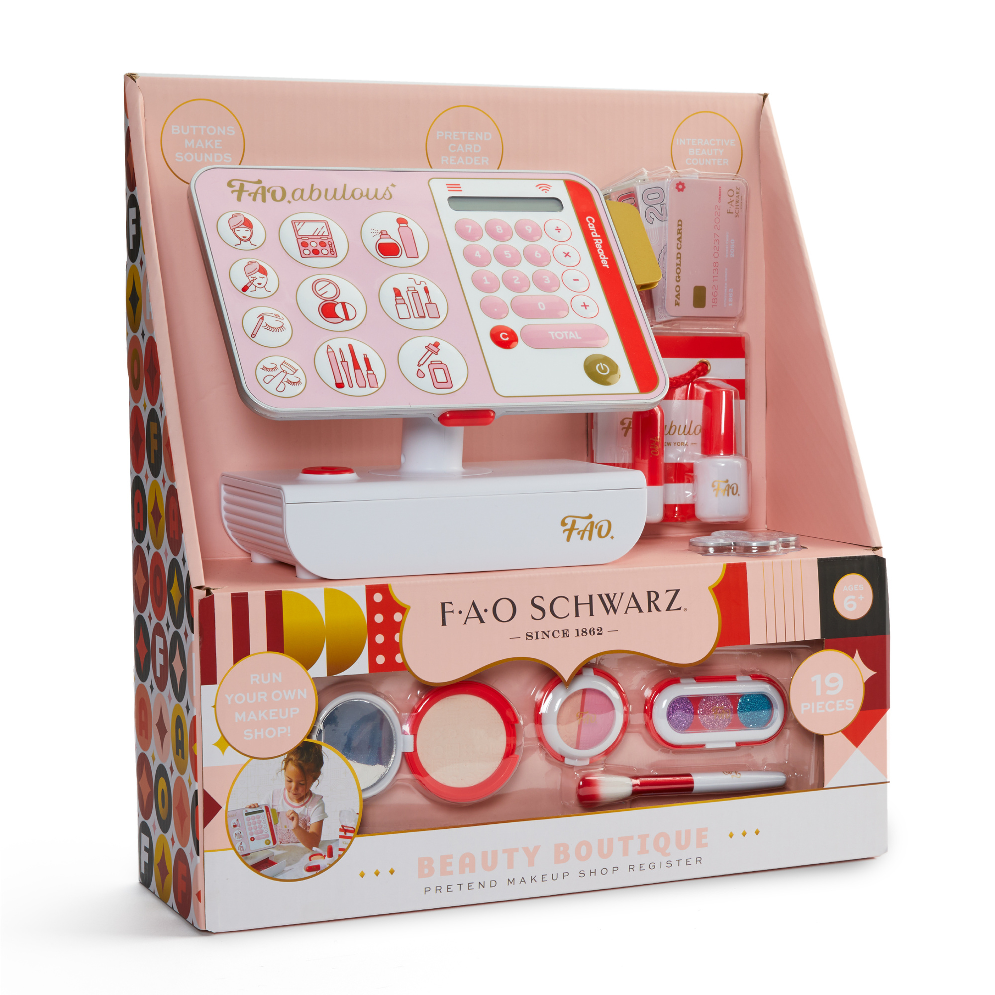 Cassa trucco fao schwarz beauty boutique – set gioco 19 pezzi - 