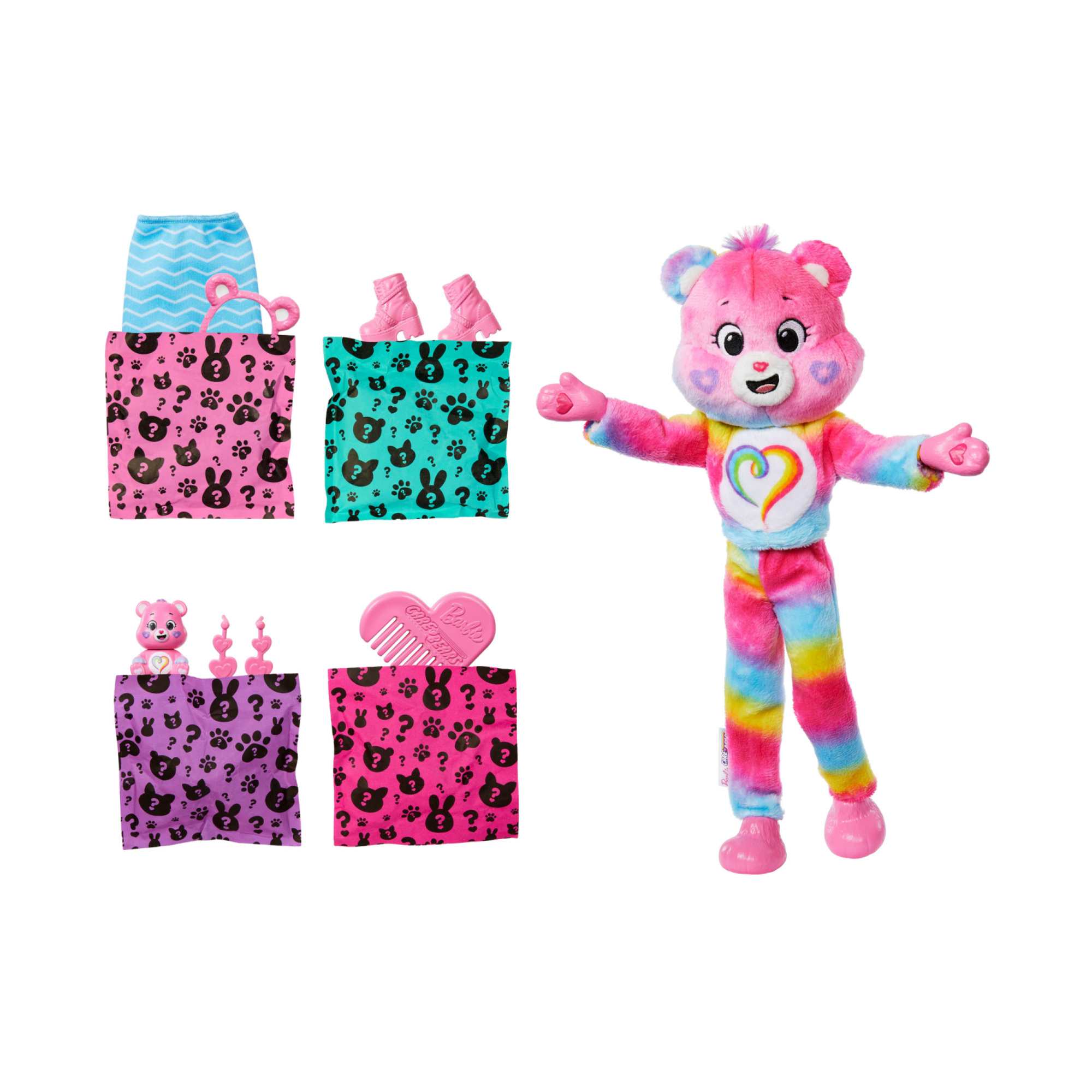 Barbie - cutie reveal assortito serie orsetti del cuore 2, bambola con costume di peluche, un mini orso e 10 sorprese con effetto cambia colore - Barbie