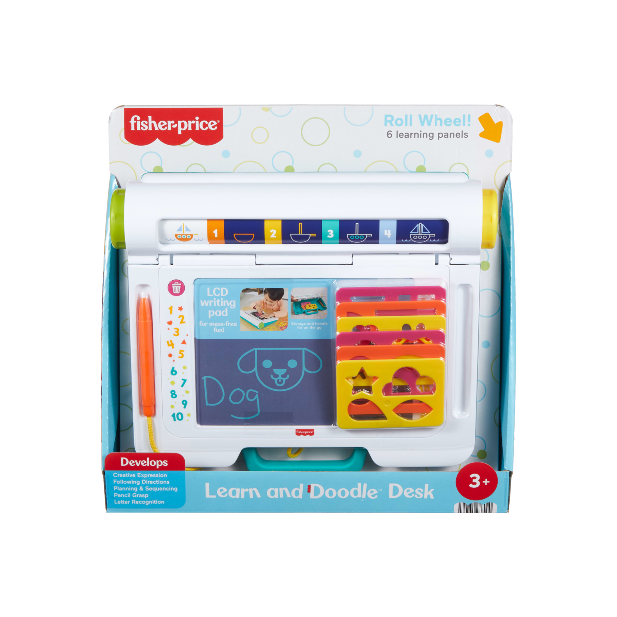 Fisher-price - postazione impara e scarabocchia, tablet per scrivere e disegnare con schermo lcd e 6 stencil incluso - FISHER PRICE