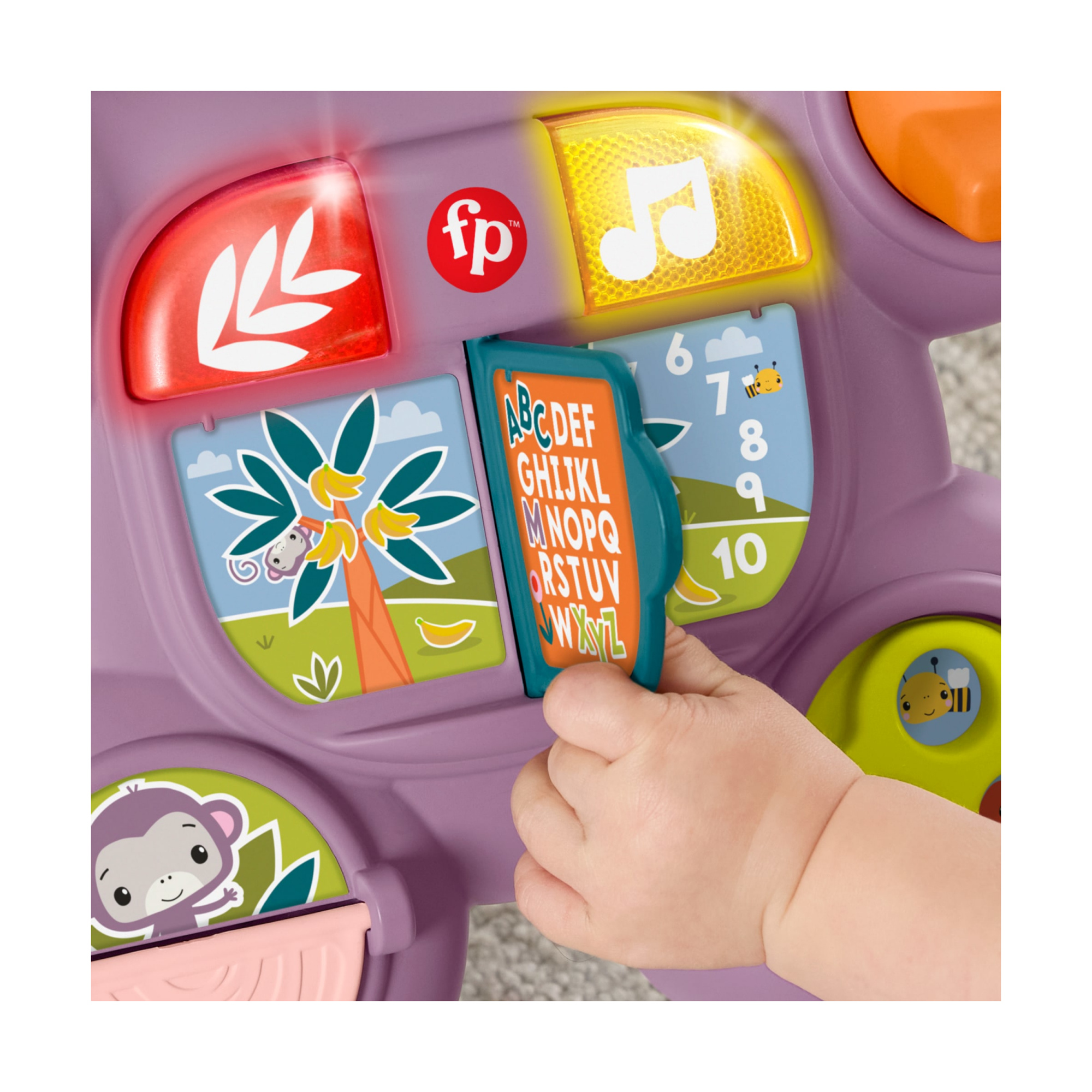 Fisher-price - scimmietta viola primi passi, set per imparare a camminare con musica, luci e attività, 2 modalità di gioco da seduti e in piedi - FISHER PRICE