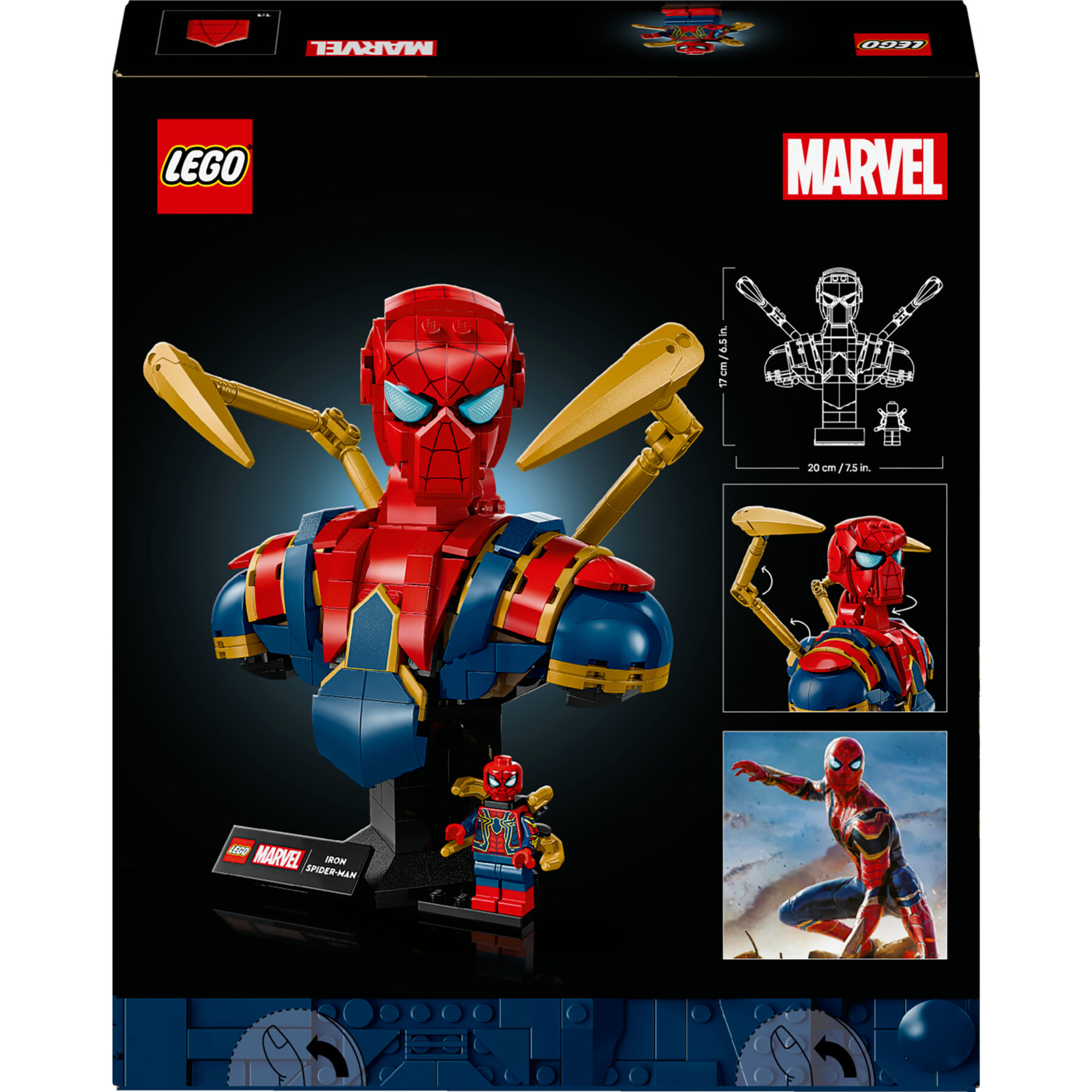 Marvel 76326 busto di iron spider-man, modello da esposizione per adulti con minifigure del supereroe, regalo da collezione - LEGO SUPER HEROES, Lego
