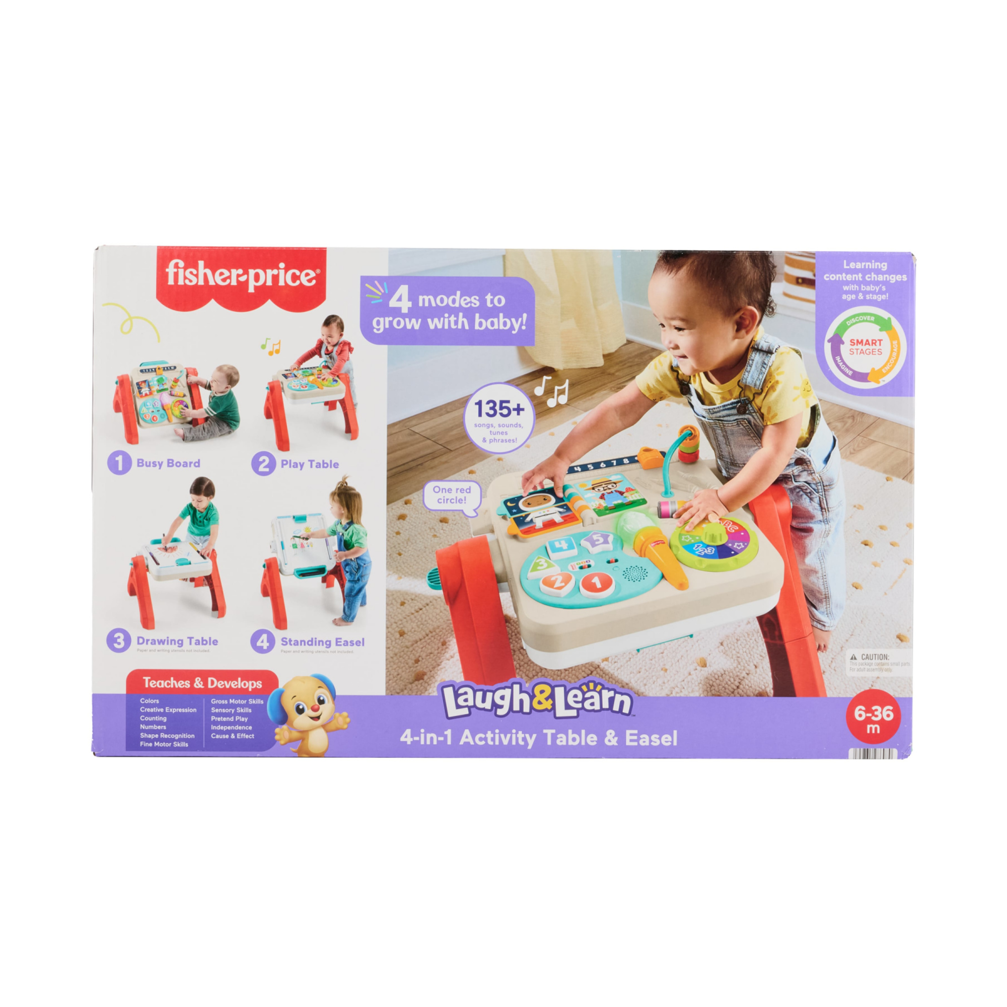 Fisher-price - tavolino attività 4 in 1, pannello interattivo e cavalletto d'arte, con luci, suoni e canzoncine - FISHER PRICE