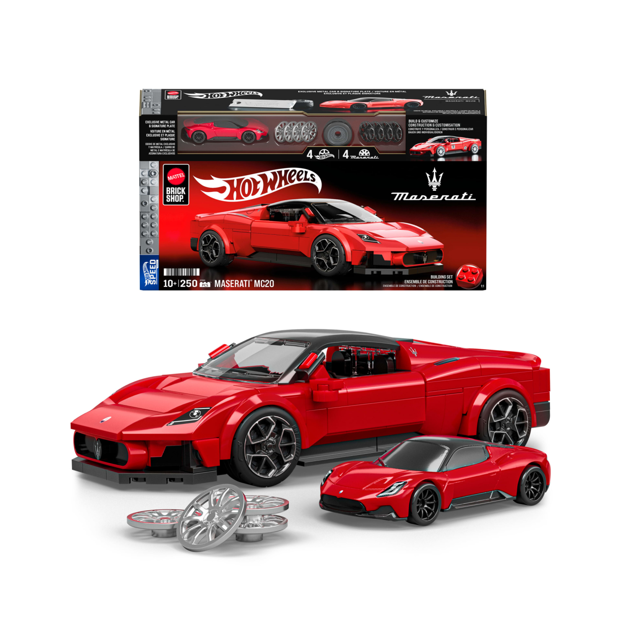 ​​mattel brick shop hot wheels - maserati mc20 serie speed, set da costruire con 250 pezzi, dettagli realistici e adesivi - BRICK SHOP, Hot Wheels