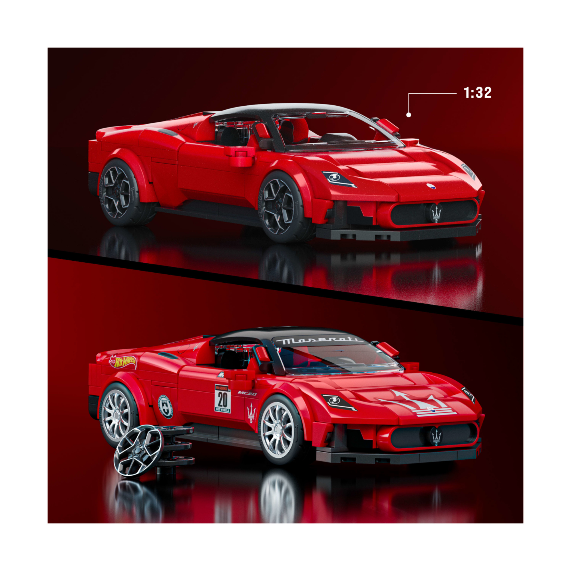 ​​mattel brick shop hot wheels - maserati mc20 serie speed, set da costruire con 250 pezzi, dettagli realistici e adesivi - BRICK SHOP, Hot Wheels