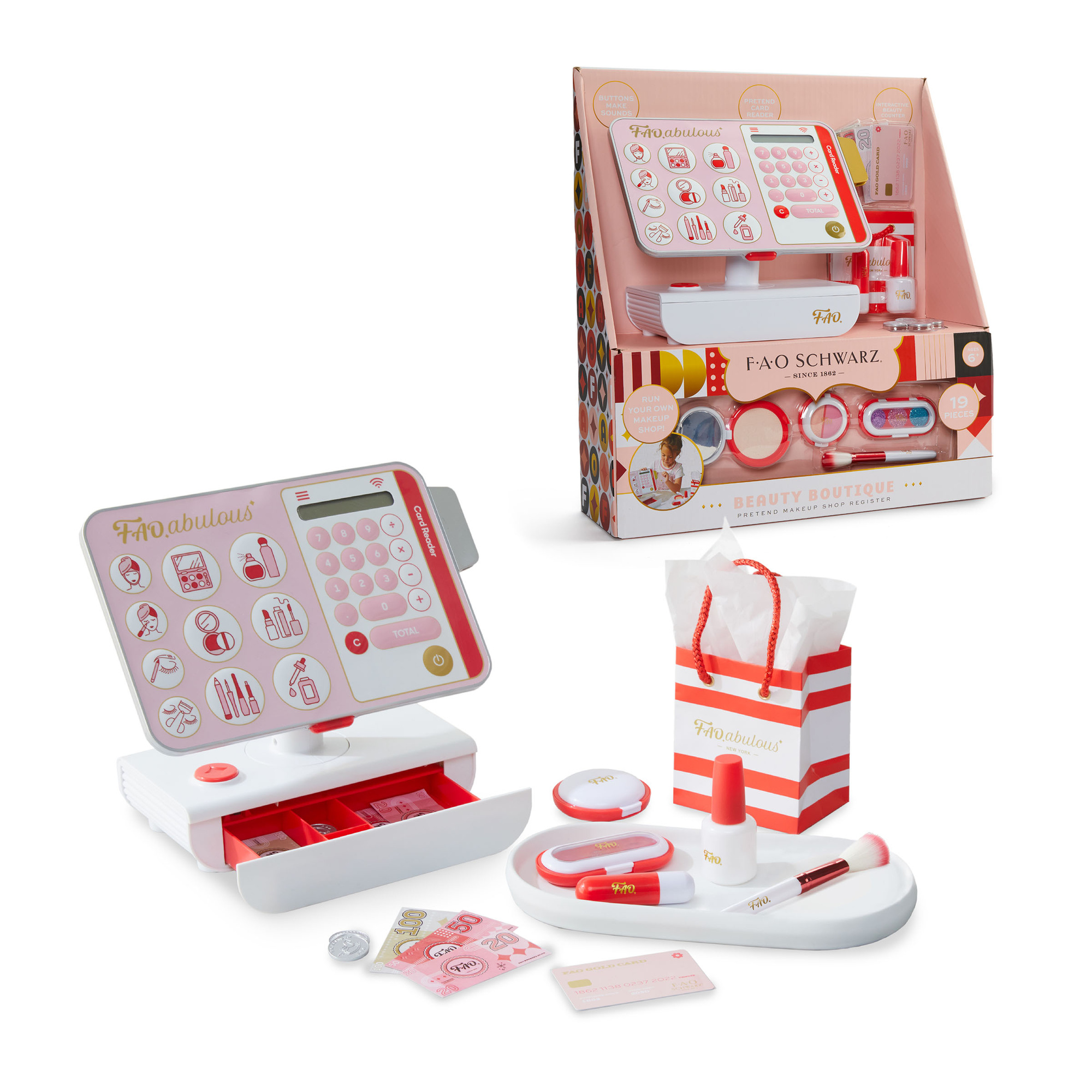 Cassa trucco fao schwarz beauty boutique – set gioco 19 pezzi - 